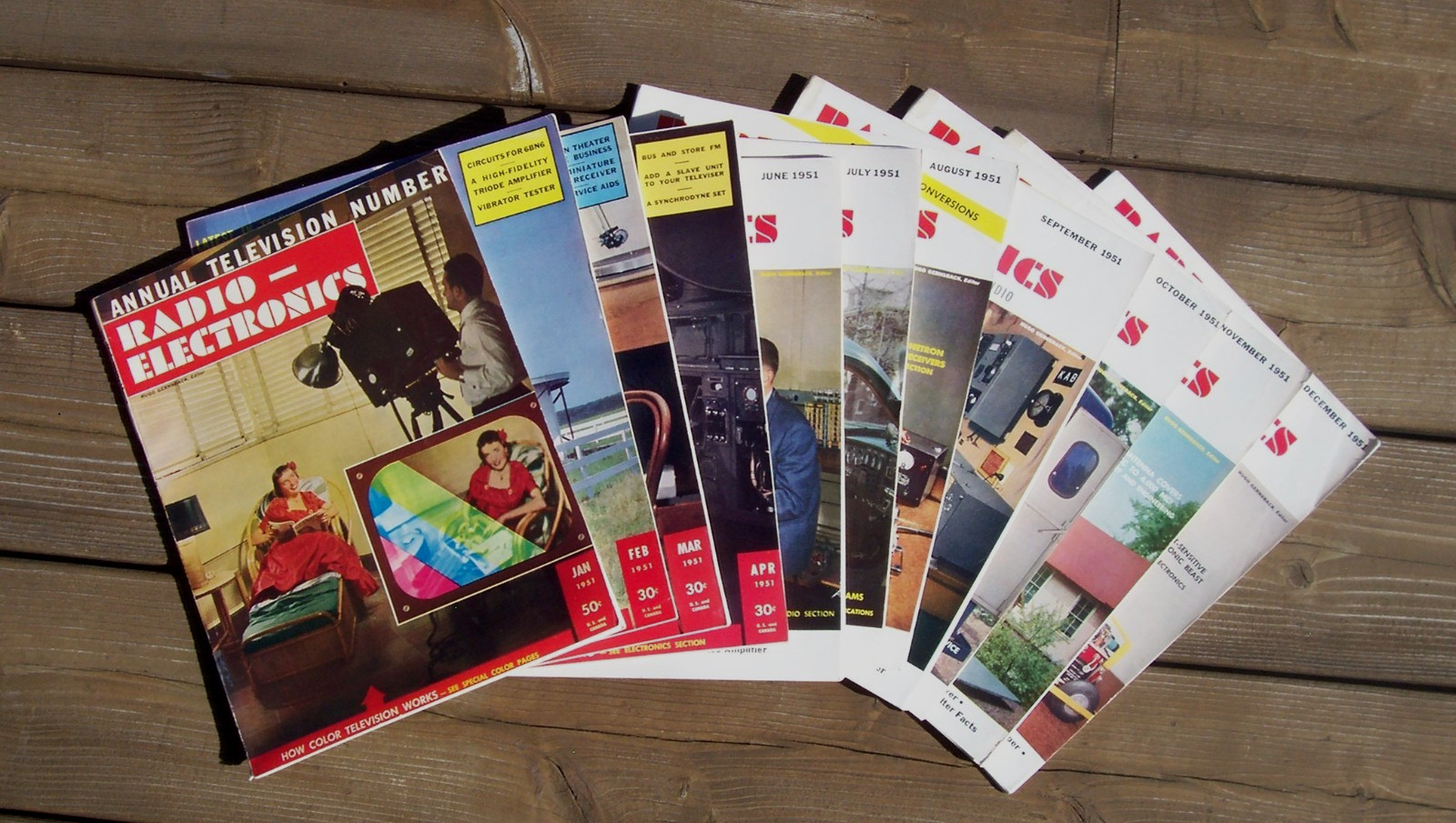 Rare Radio Electronics Magazine 11 Issues 1951 (missing MAY) Very Good Condition