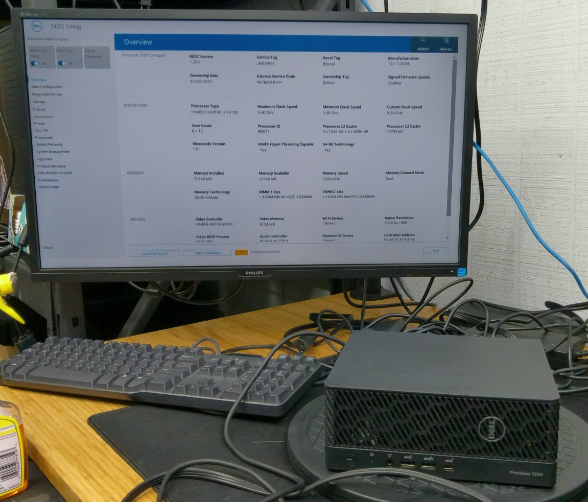 Dell Precision 3280 CFF W/ i7-14700 32GB T1000 8GB GPU, 280W AC Adapter - NO SSD