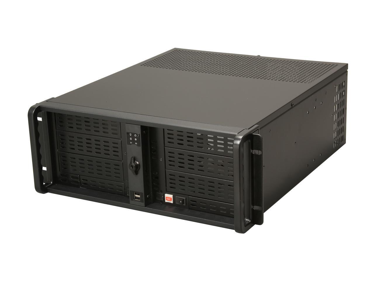 iStarUSA D-400-6-ND Black 1.2mm SECC Zinc-Coated Steel 4U Rackmount Compact Styl
