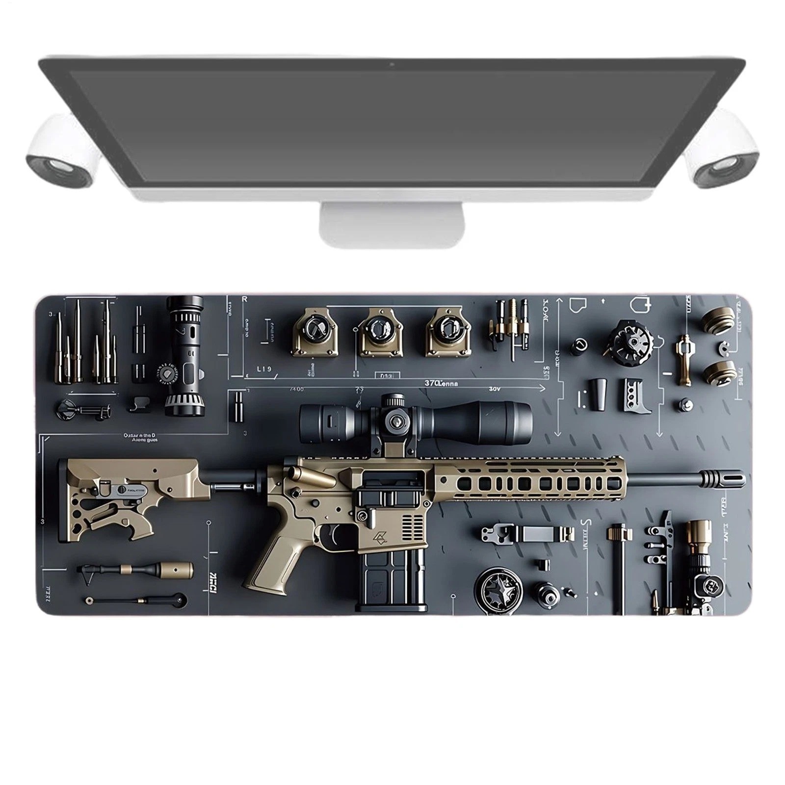 Gun Desk Mat Extended Gaming Mouse Pad Anti-Slip Rubber Mouse Pad