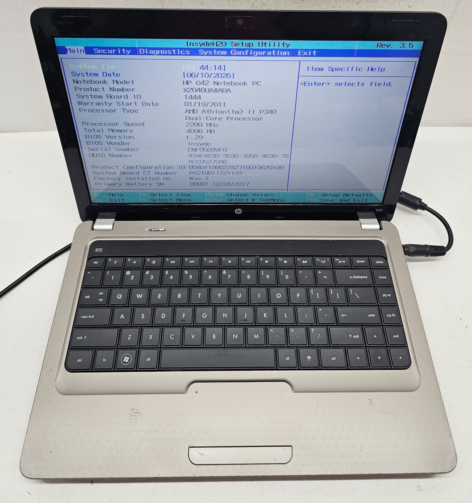 HP NOTEBOOK G42-415DX 14" Laptop AMD Athlon II P340 4GB Ram NO HD/OS (FL)