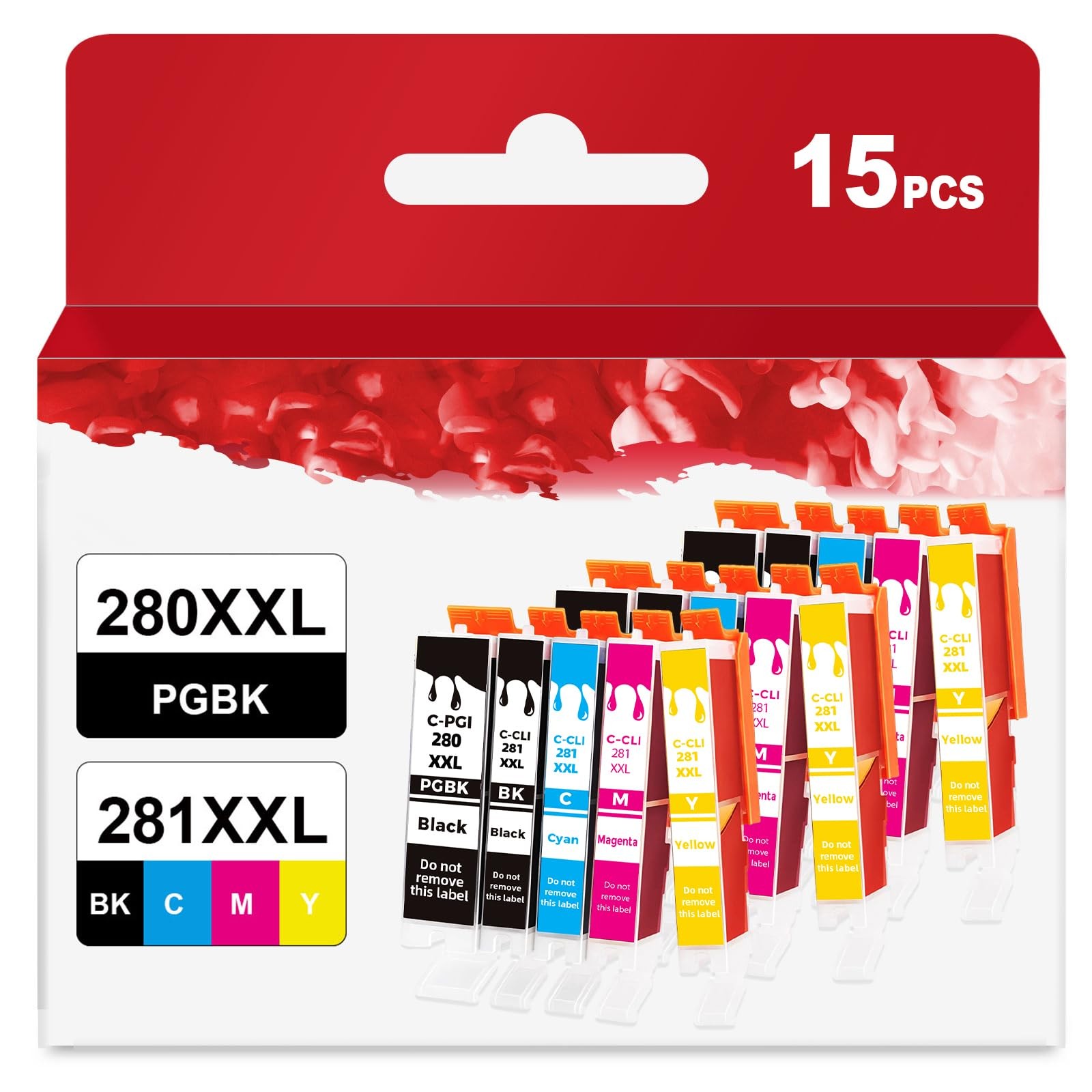15 Pack 280 281 XXL Ink Cartridge to TR8620a TR8600 Ink for PGI 280XXL/281XXL