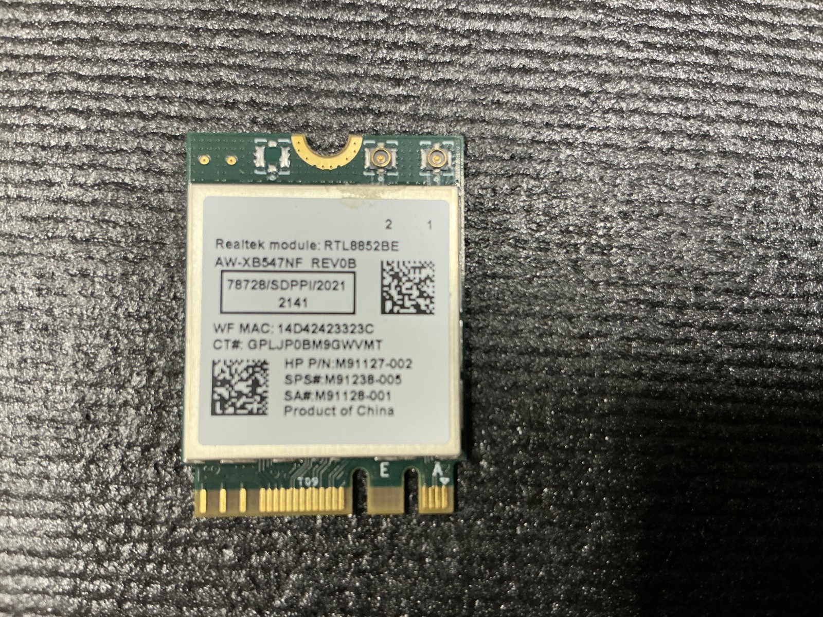 RealTek RTL8852BE Wi-Fi 6 M.2