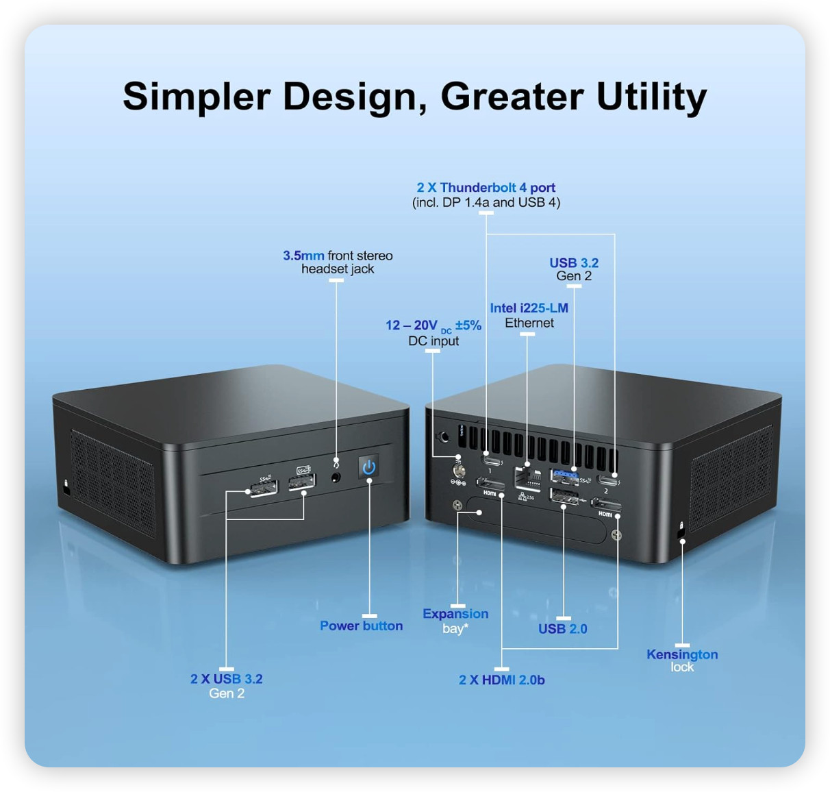 intel NUC mini pc with 17.3" 4K HDR monitor