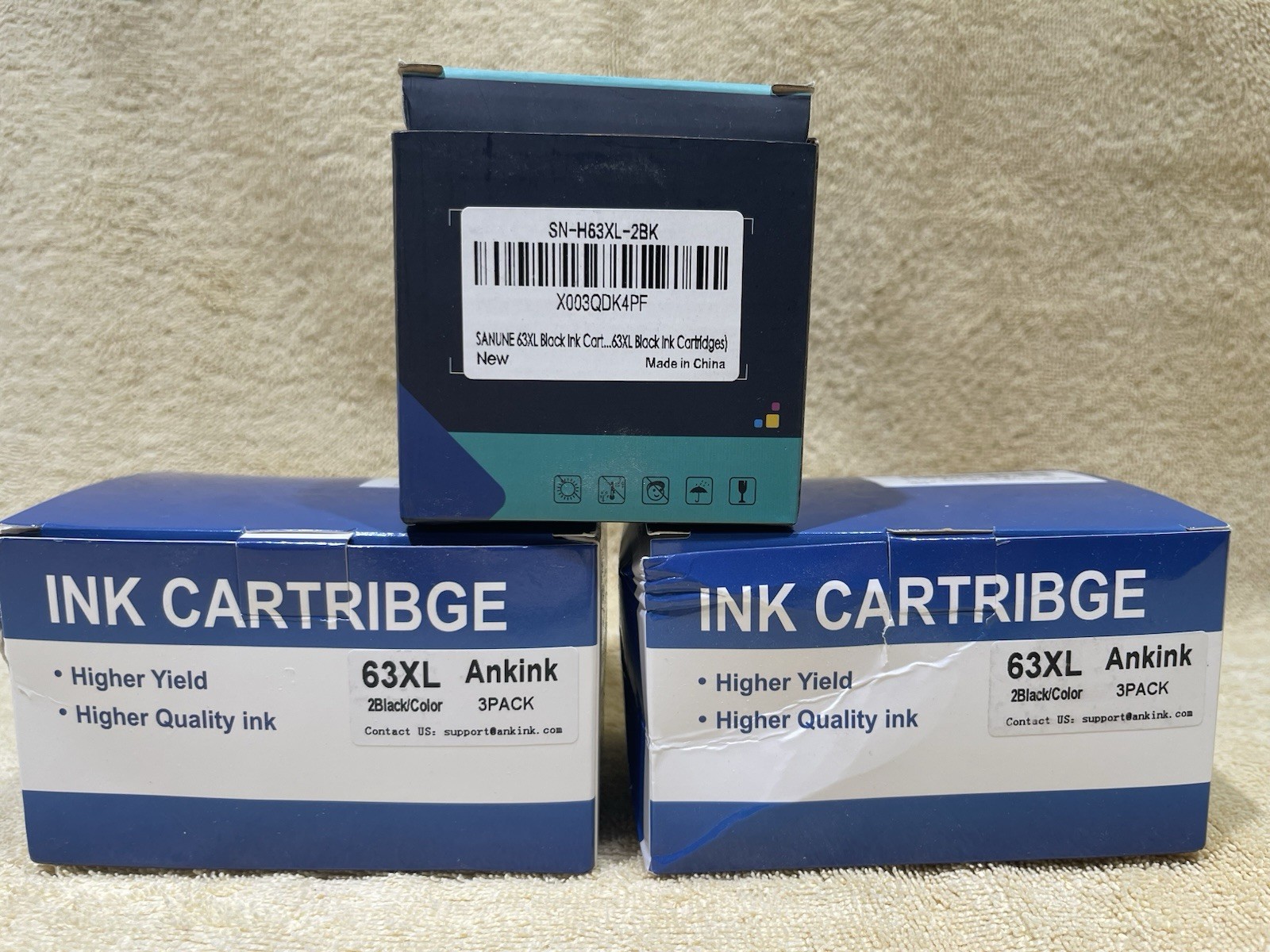 (6) HP 63XL Black  Ink Cartridges - Sanune, Ankink - NOT HP