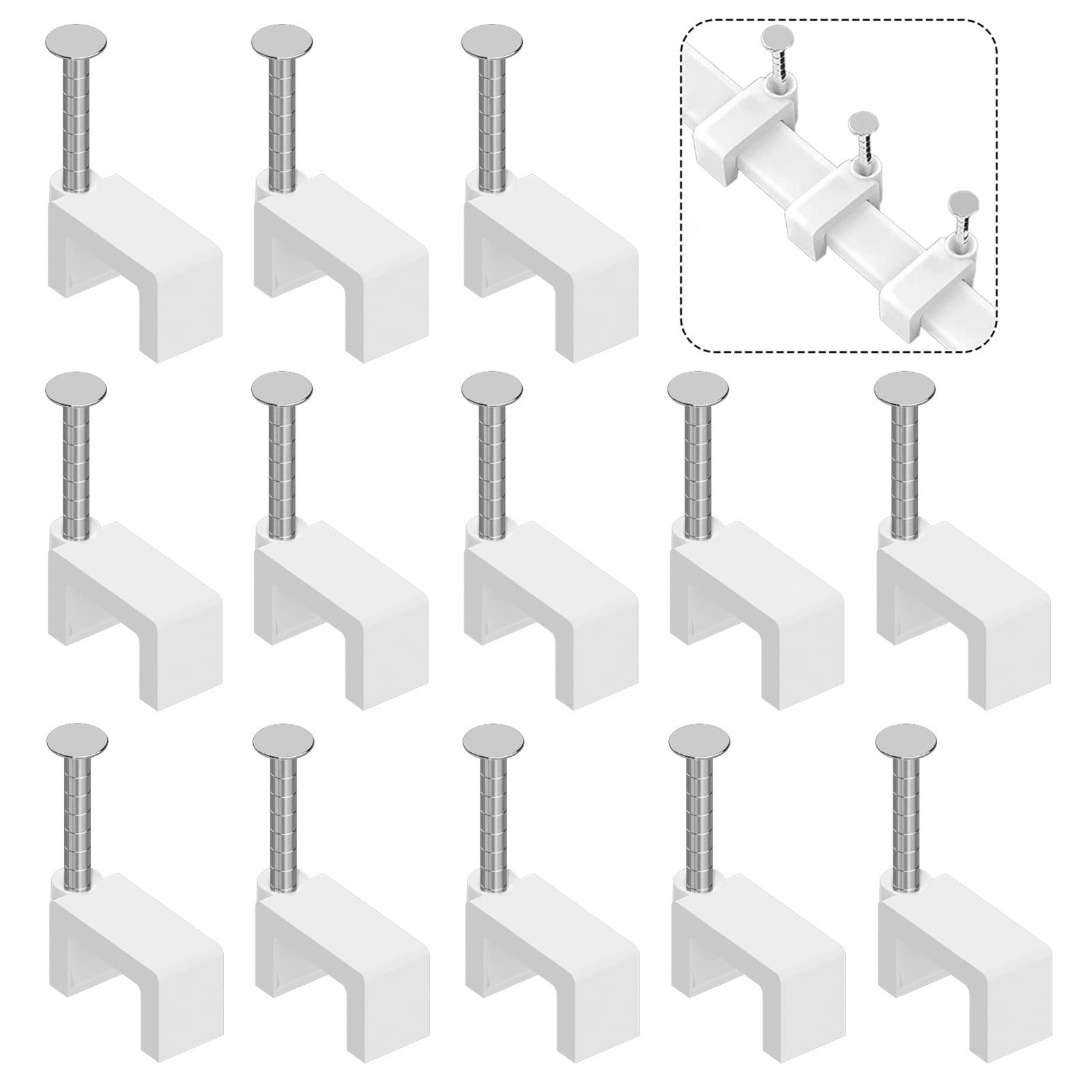 Easytle 200 Pcs 8mm Nail-in Cable Clips for Ethernet Cat5/Cat6/Cat7 Wires