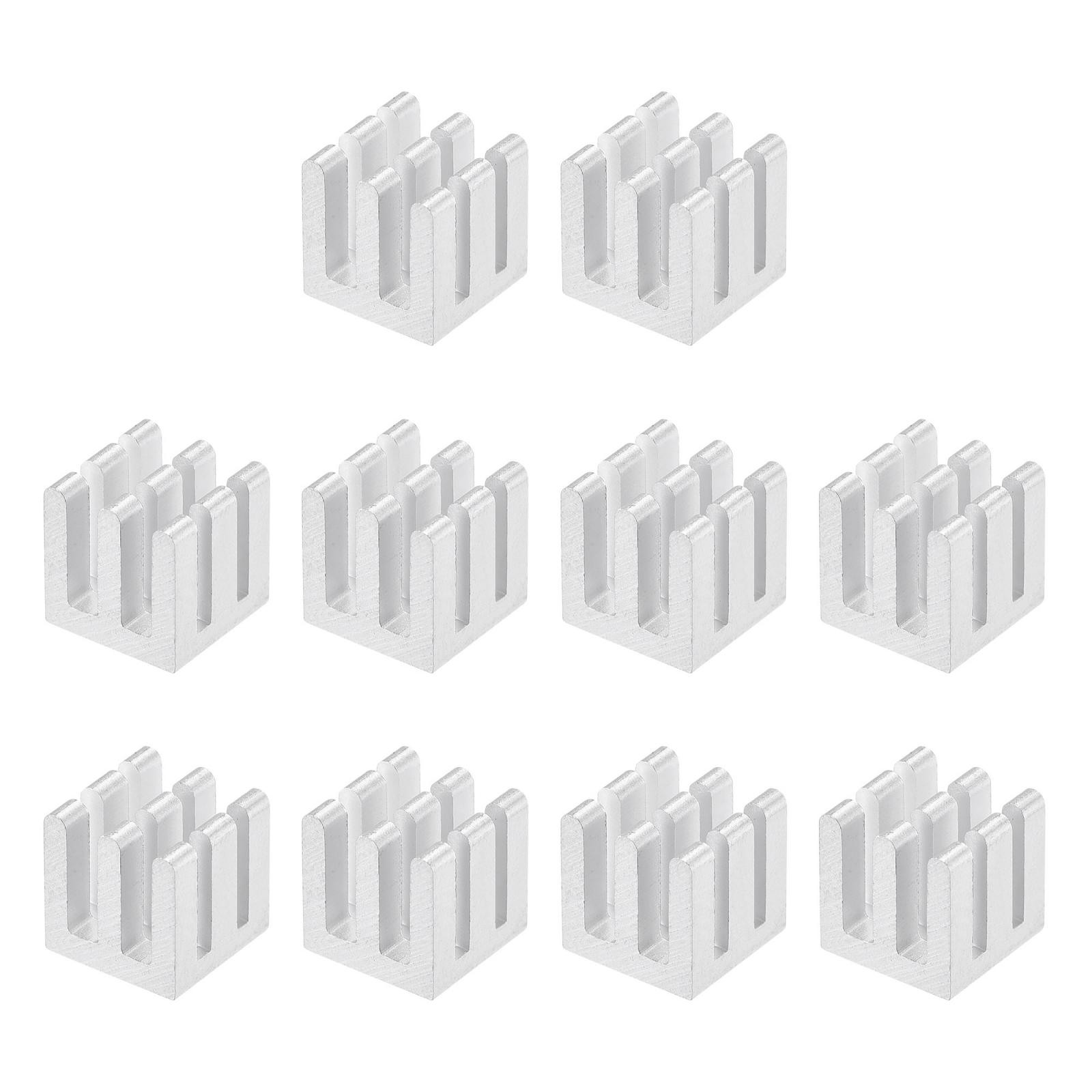 10x10x10mm Silver Tone Sticky Aluminum Heatsink Electronic Radiators 10 Pcs