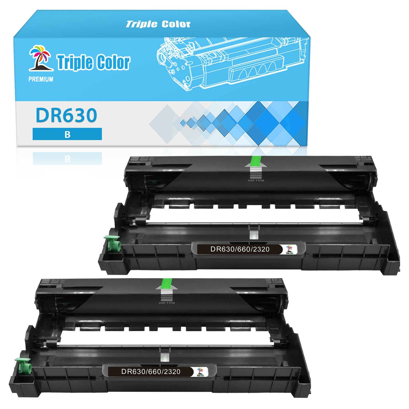 2pk High Yield Drum Unit For Brother DR630 DR660 DCP-L2540DW MFC-L2740DW Printer