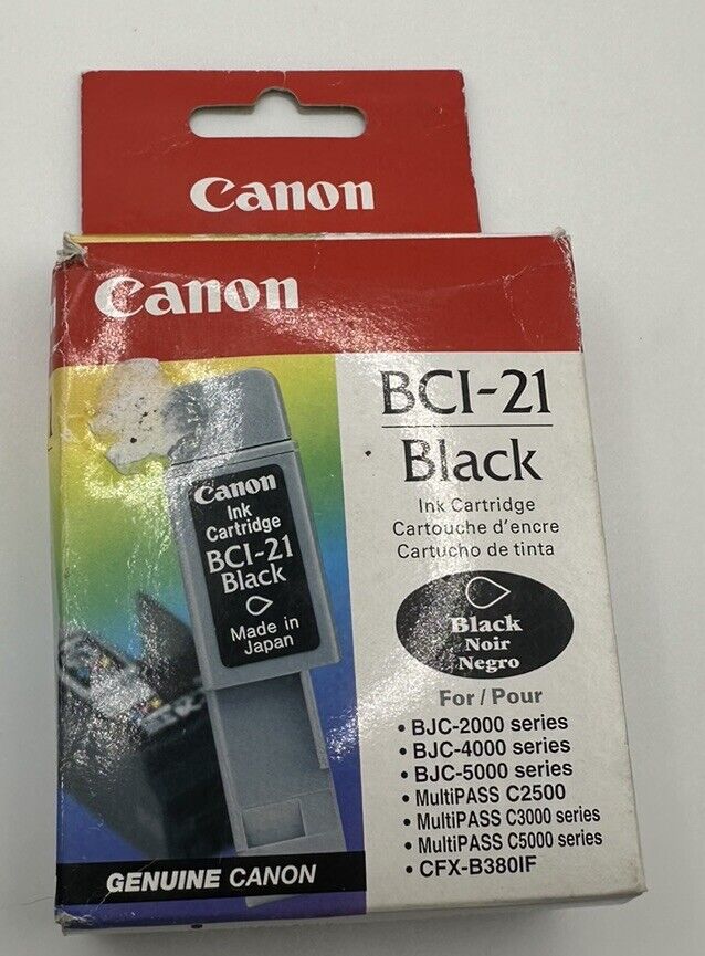 Canon BCI - 21 Black Ink Cartridge. New open box.  Sealed cartridge 