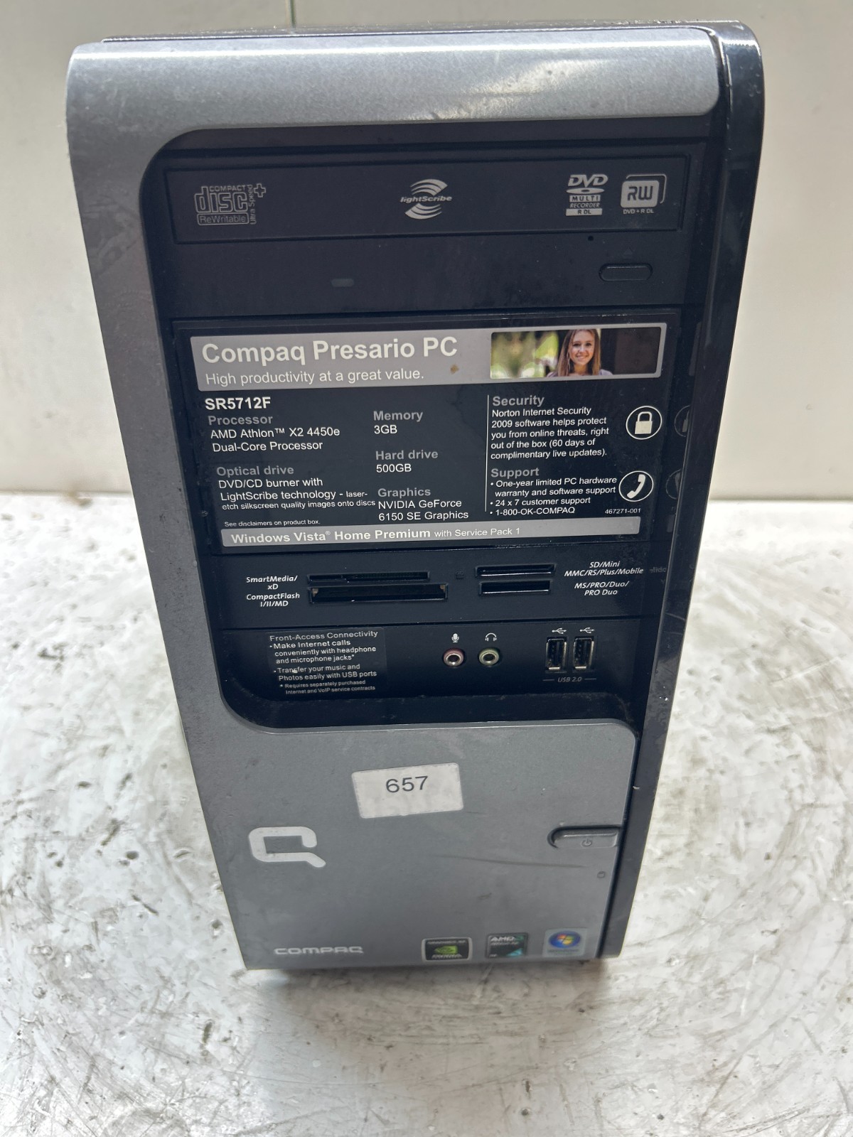 Compaq Presario SR5712F AMD Athlon Dual Core 4450e 3GB NO HDD
