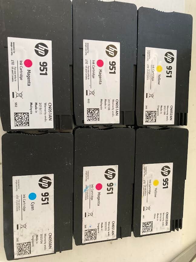 6 x Genuine HP 951 Standard Yield Magenta/Yellow / Cyan InkJet cartridges