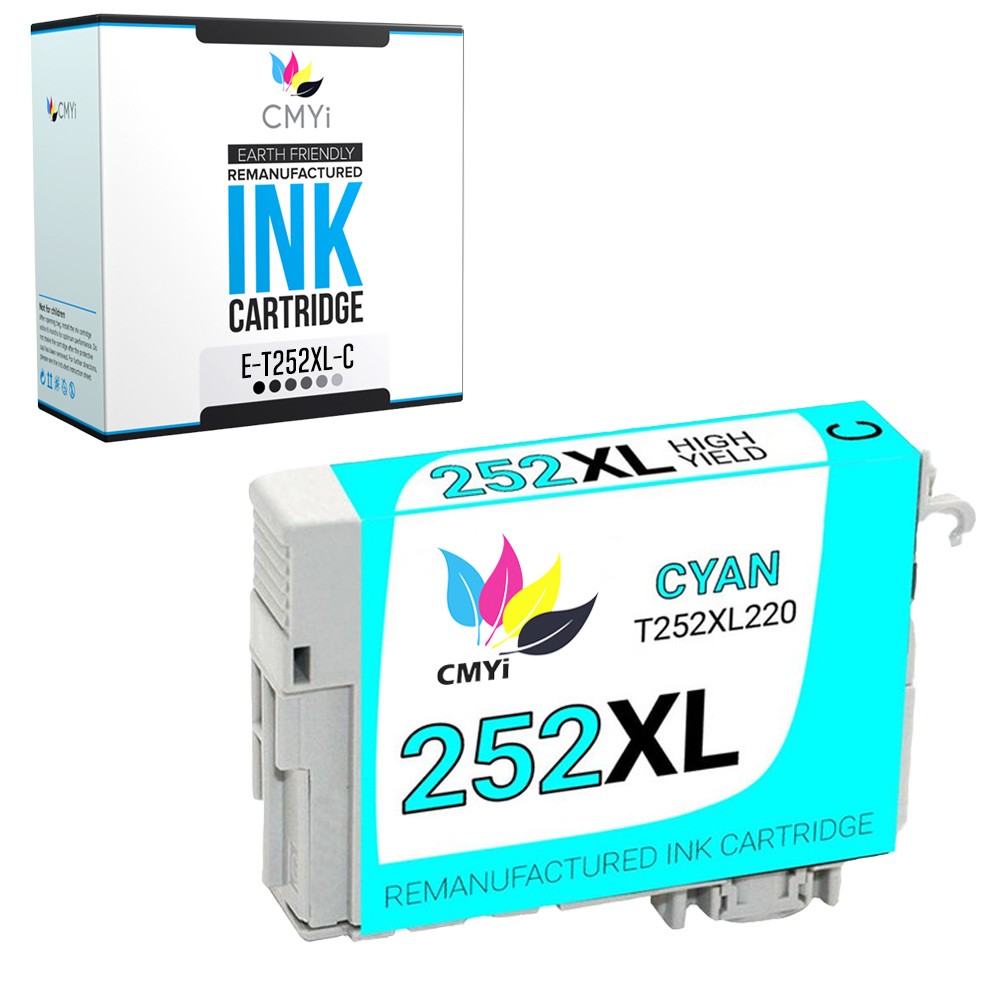 CMYi 1X Replacement 252XL Cyan Ink Cartridge for Epson Workforce WF-7720 WF-3620