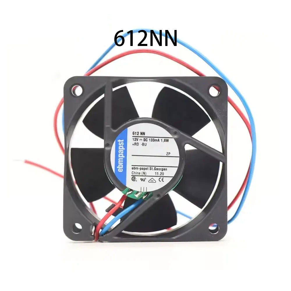 Ebmpaps Axial flow Cooling Fan 60*60*25MM 612NN 12VDC 133mA 1.6W 40m3/h 5000RPM