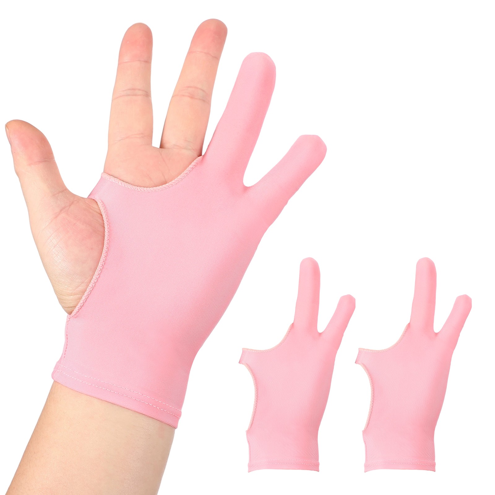 2pcs Artist Drawing Glove m Size 2 Fingers Graphics Painting Glove Pink