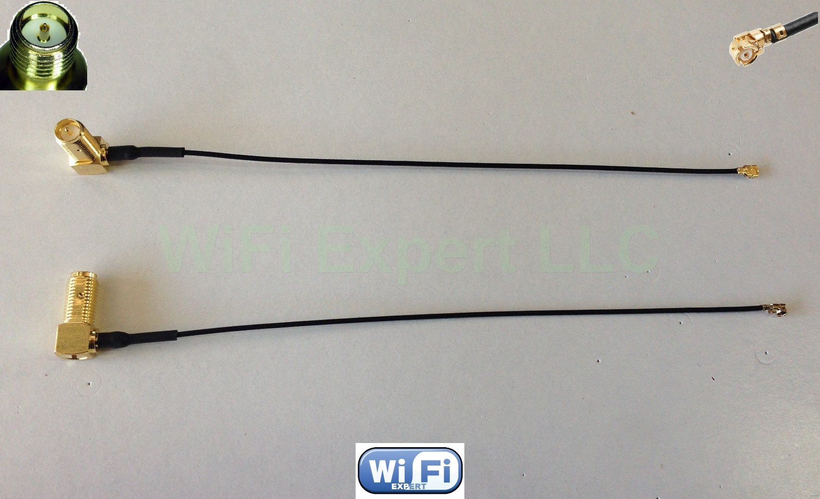 2X U.FL Mini PCI to Right Angle RP-SMA Pigtail Antenna WiFi Cable 20 Inches