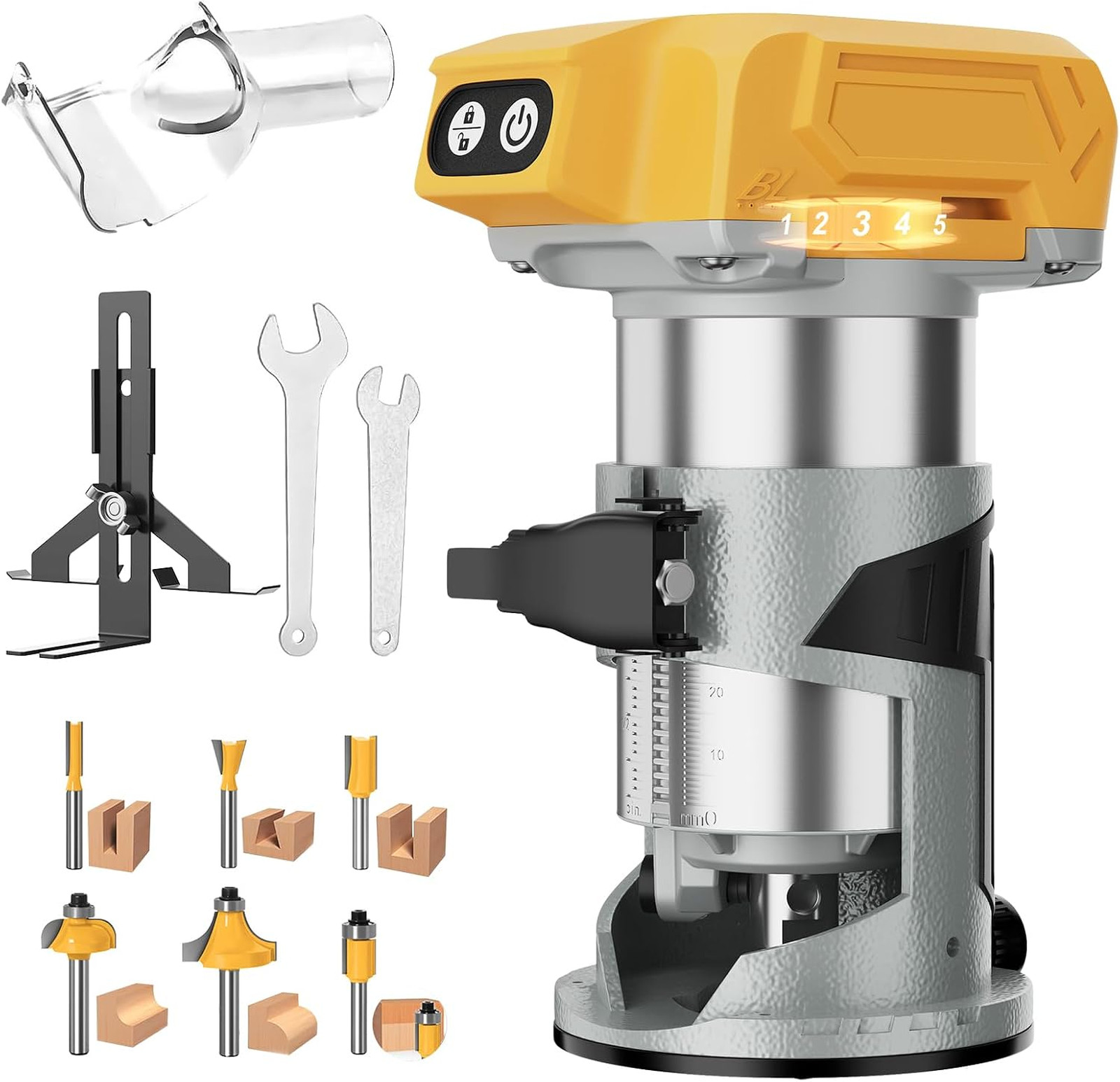Cordless Router compatible with DeWalt 20V Battery, 800W Brushless Wood Router
