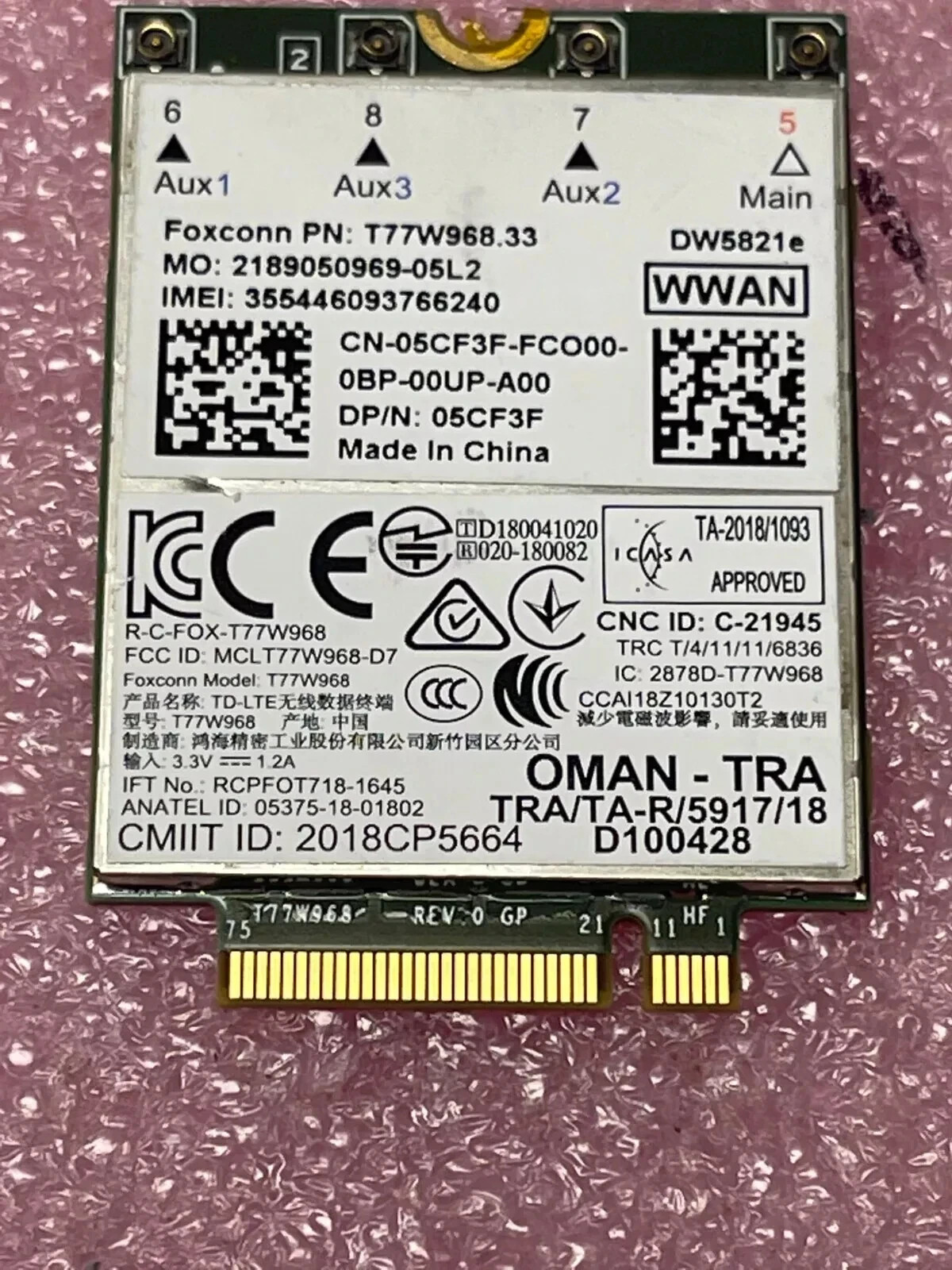 NEW Dell Latitude 5420 5424 7424 Snapdragon X20 4G Wireless Card DW5821e 5CF3F
