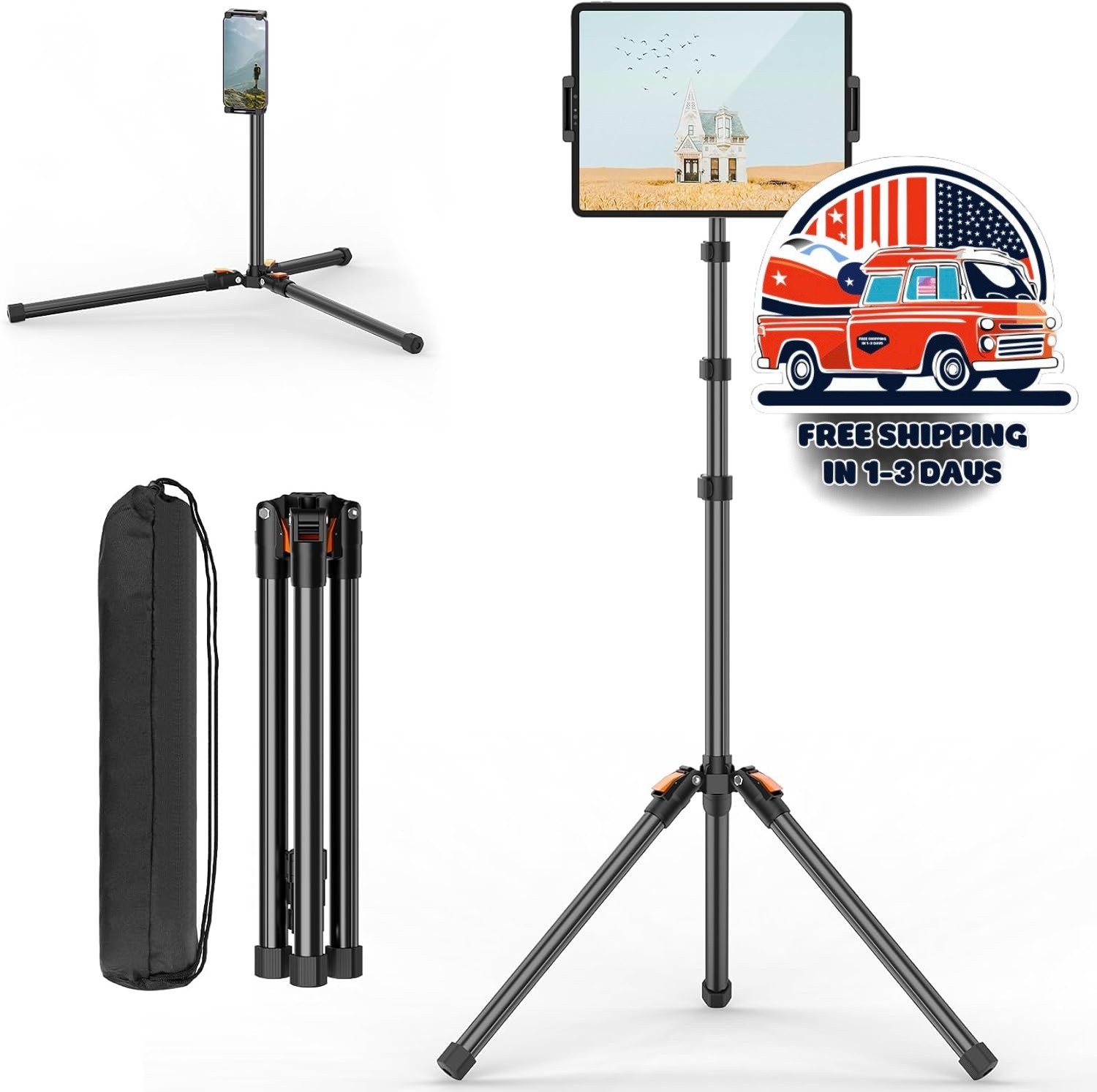 Soporte de suelo para tablet de 72 pulgadas con rótula giratoria de 360° NEW US