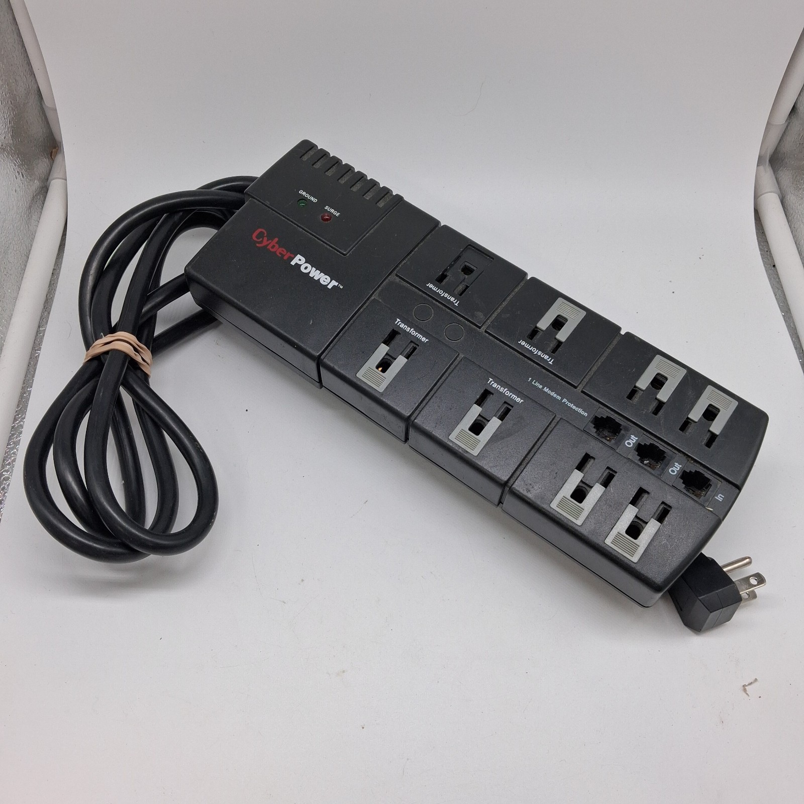CyberPower 850 Surge Protector 8 Outlet 15A Phone Modem Line Protection Black