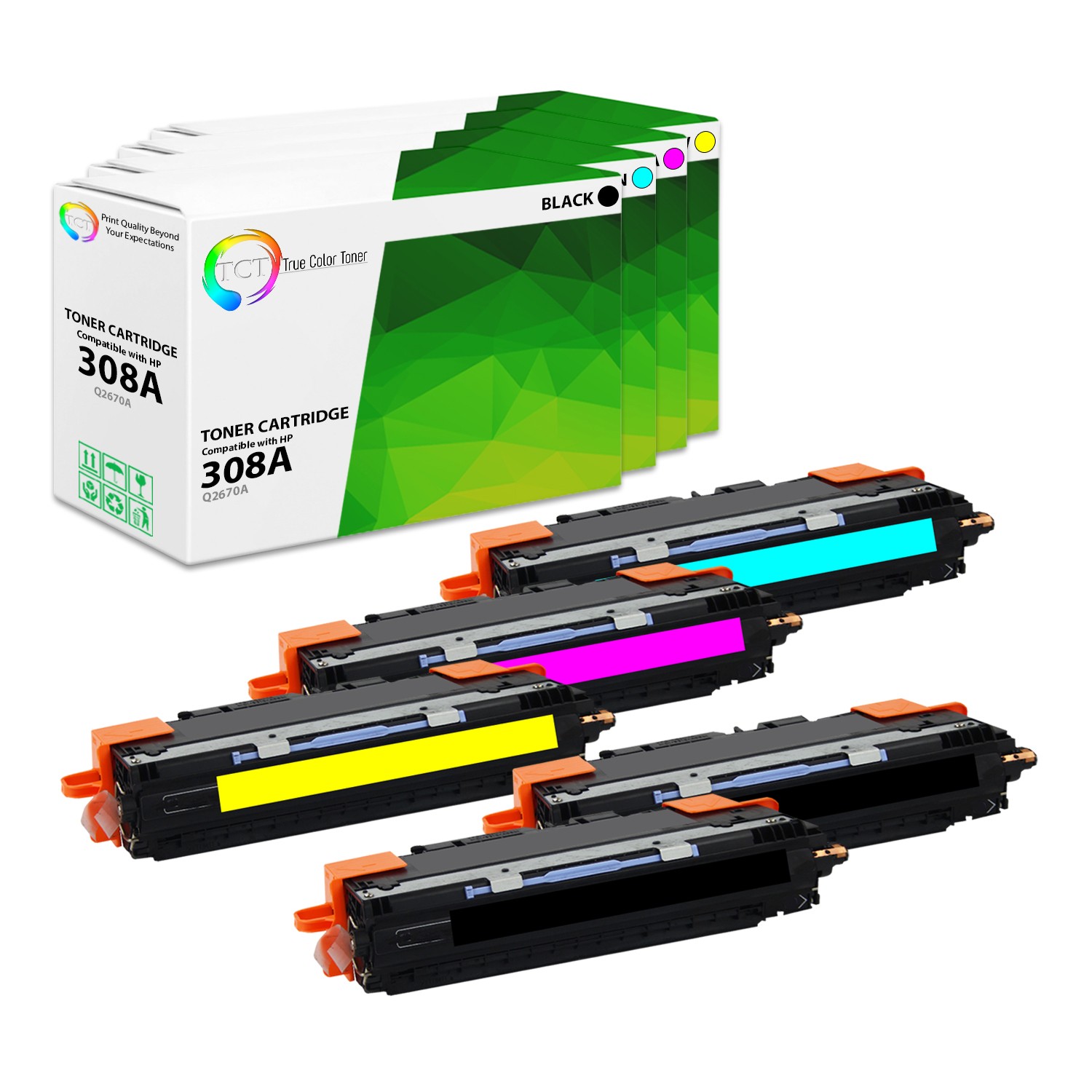 TCT 5PK 308A 311A toner Set Q2670A Q2681A Q2682A Q2683A For HP Color 3700