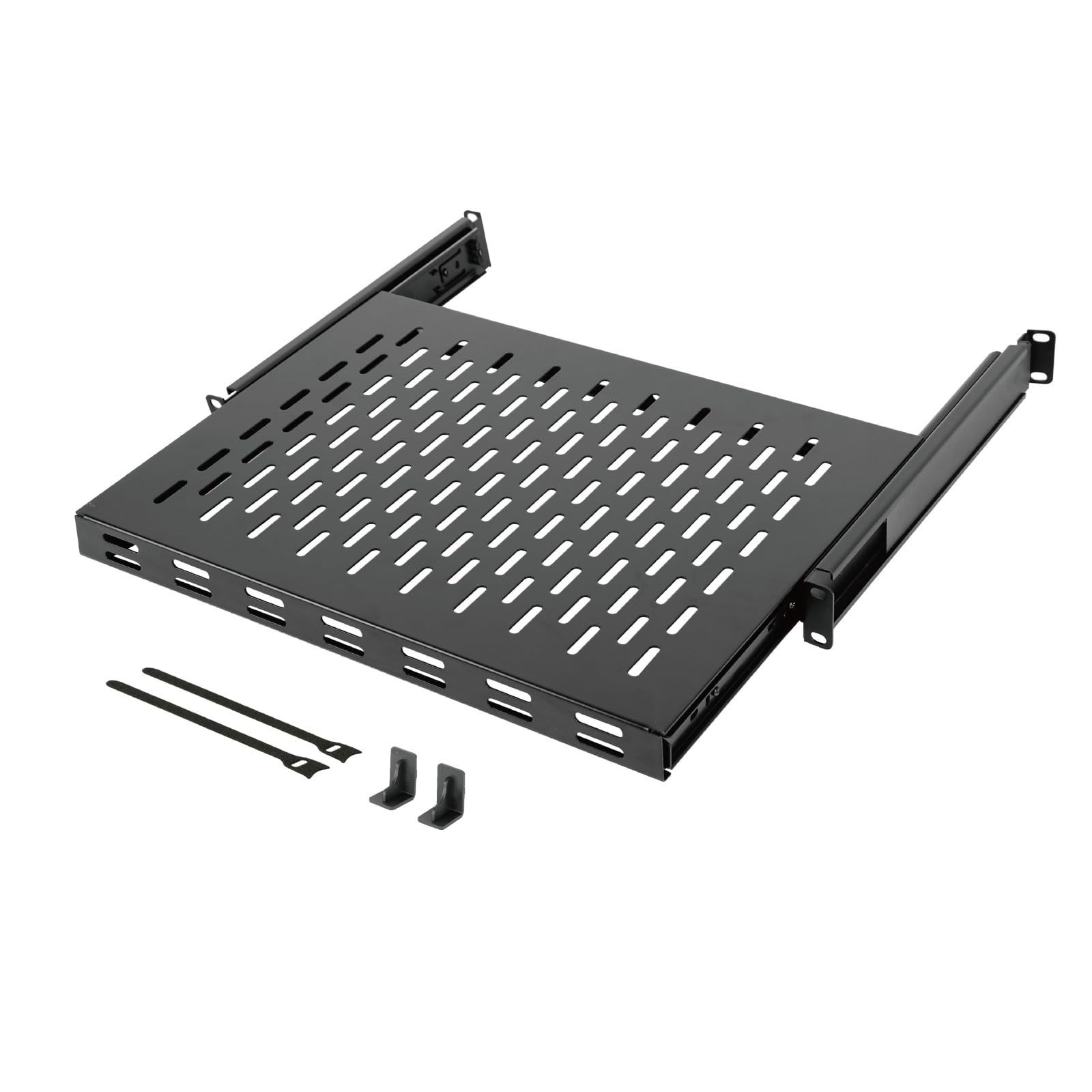 Tecmojo 1U Sliding Rack Shelf,4-Post Vented Rack Mount Shelf,13.8in Deep with...