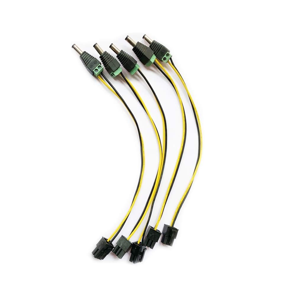 2.5mm Plug to 6 Pin 12V Input ATX Power Supply Connectors Cable Male DC 5 PCS