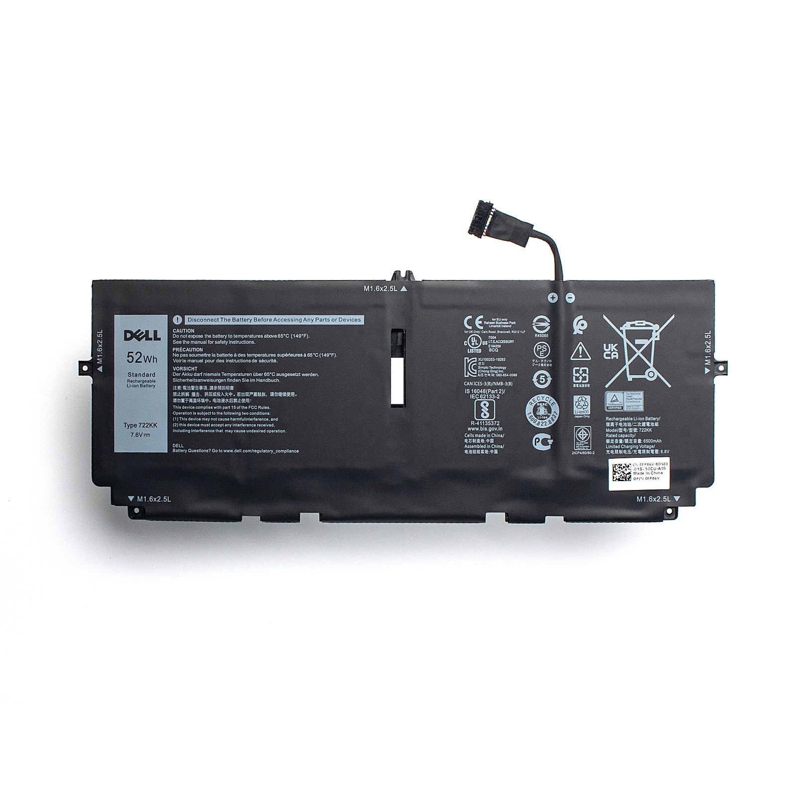 OEM Genuine 722KK Battery For DELL XPS 13 9310 9300 0WN0N0 WN0N0 02XXFW 2XXFW