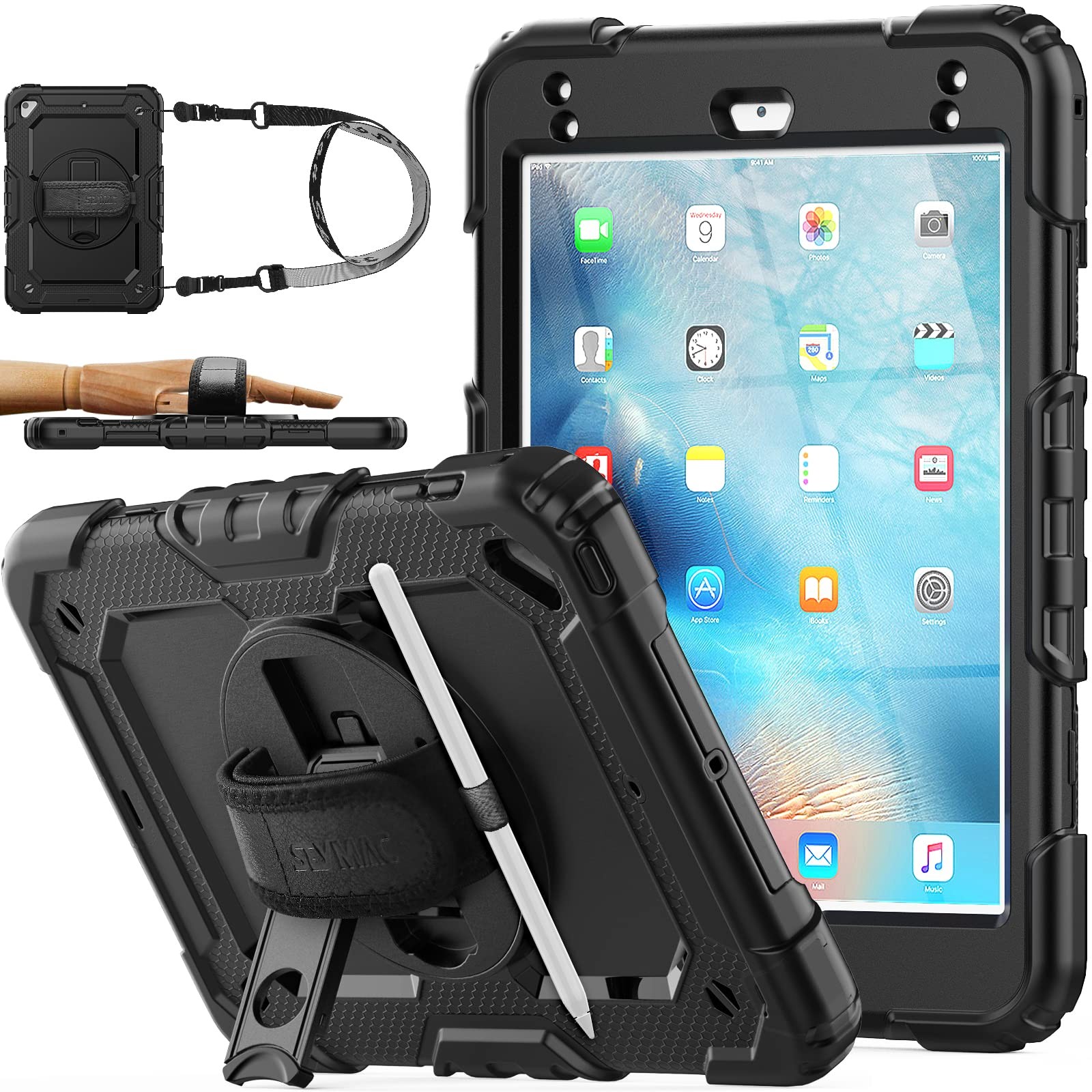 SEYMAC stock Case for iPad mini 5/4 with Screen Protector Pencil Holder [360 ...