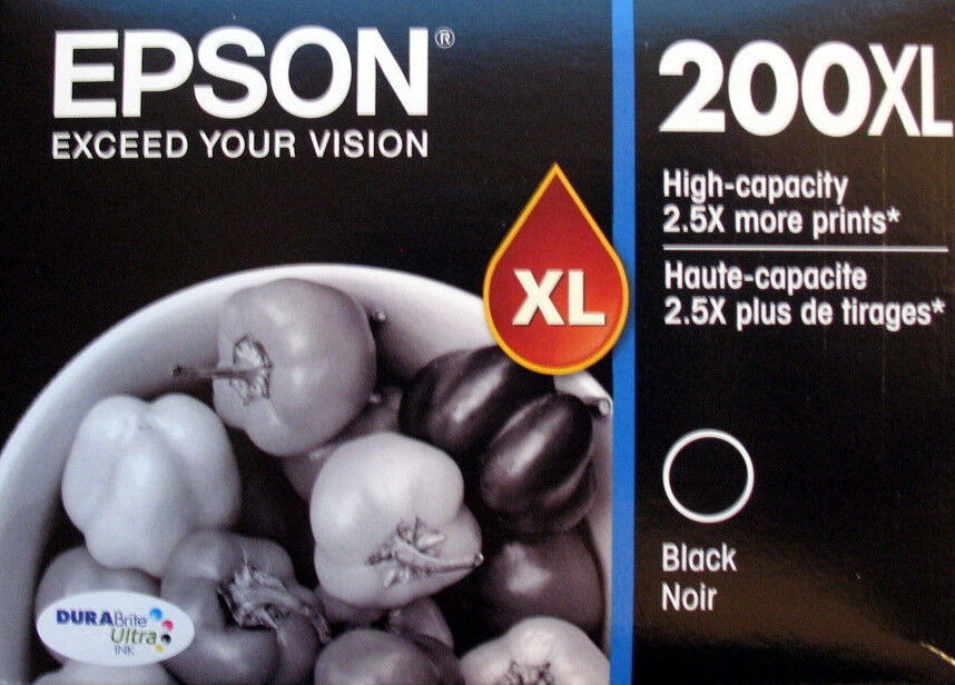 GENUINE Epson 200XL BLACK Printer Ink T200XL120 T200xl xp-310 xp-300 No box