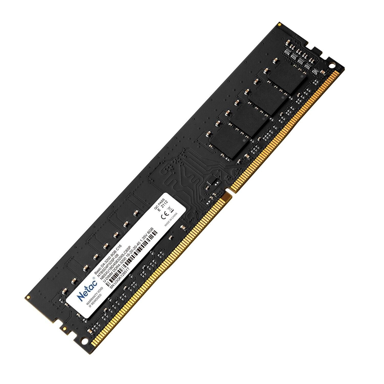 Netac 8GB 1x8GB DIMM 3200MHz DDR4 Desktop Memory 288-pin Non-ECC NTBSD4P32SP-08