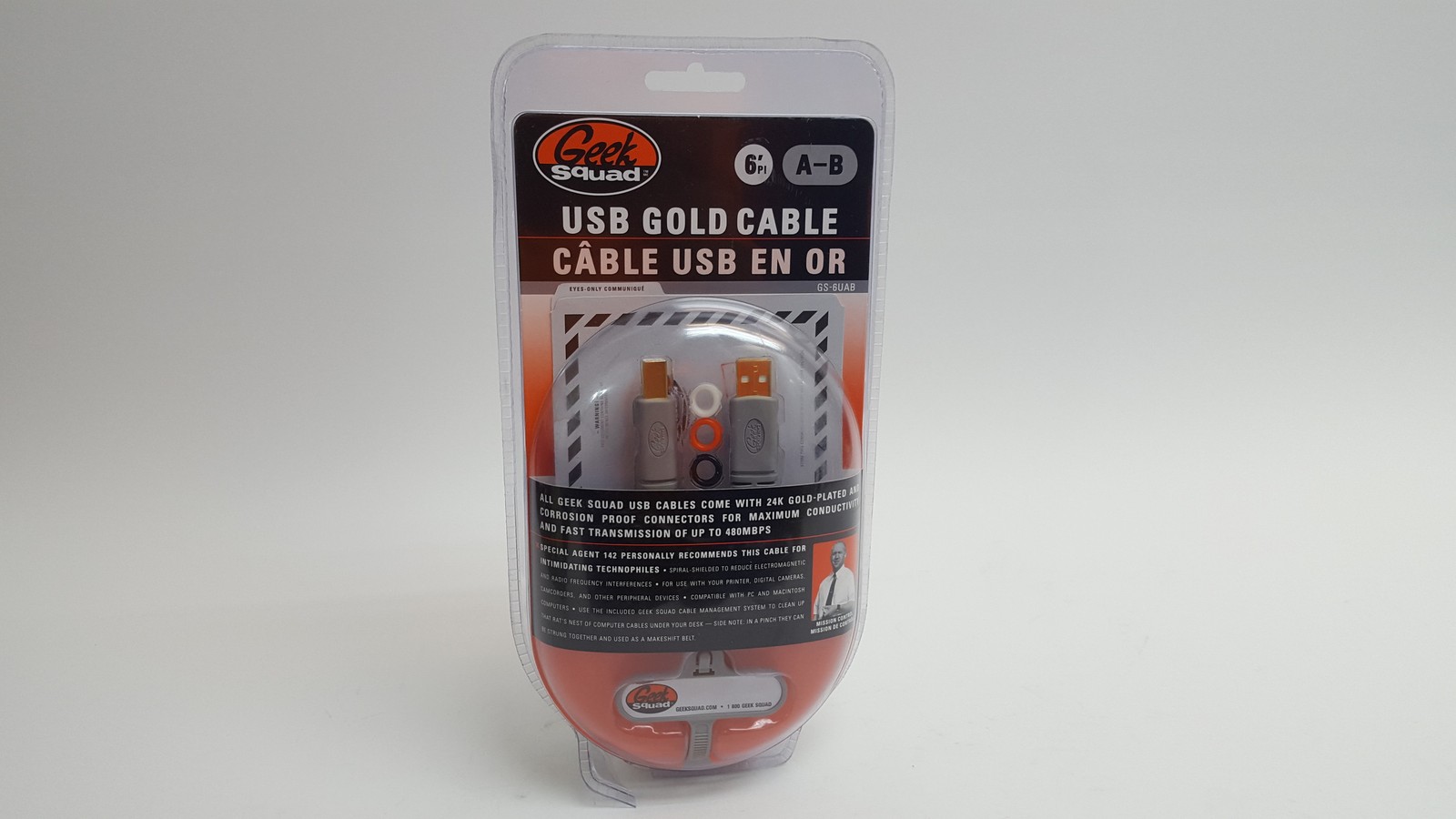 New Geek Squad GS-6UAB 6' USB Gold 2.0 A/B Cable