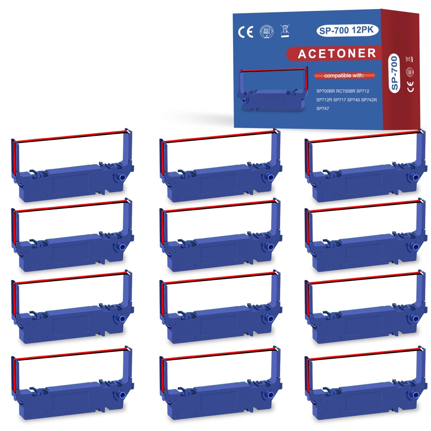 12 Pack SP700 Ribbon for SP700 Printer Ribbon Black and Red SP700 SP-700 RC70...