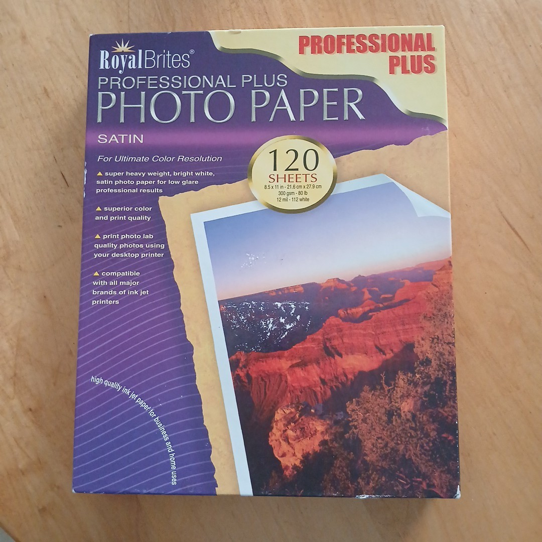 Royal Brites Professional Plus Satin Plus 8.5" X 11 Inkjet Photo Paper 120 Sheet