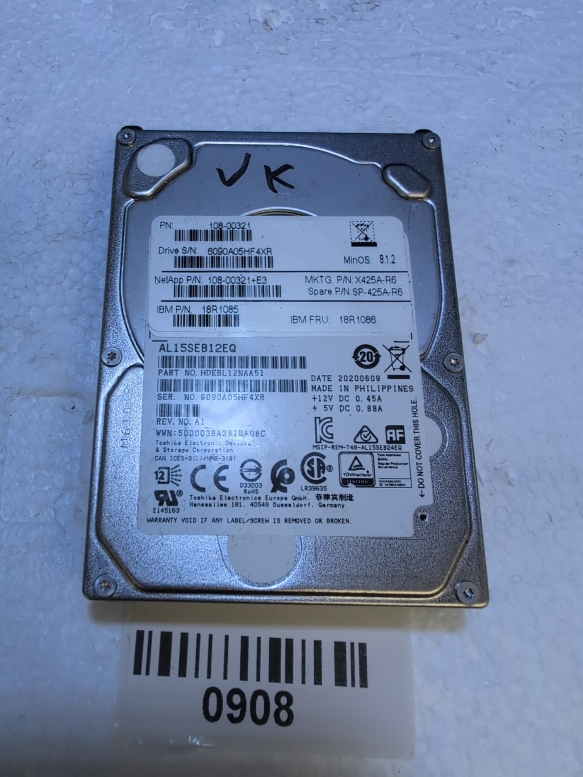 IBM 18R1086 18R1085 108-00321  1.2TB 2.5" SAS Hard Drive Tested -