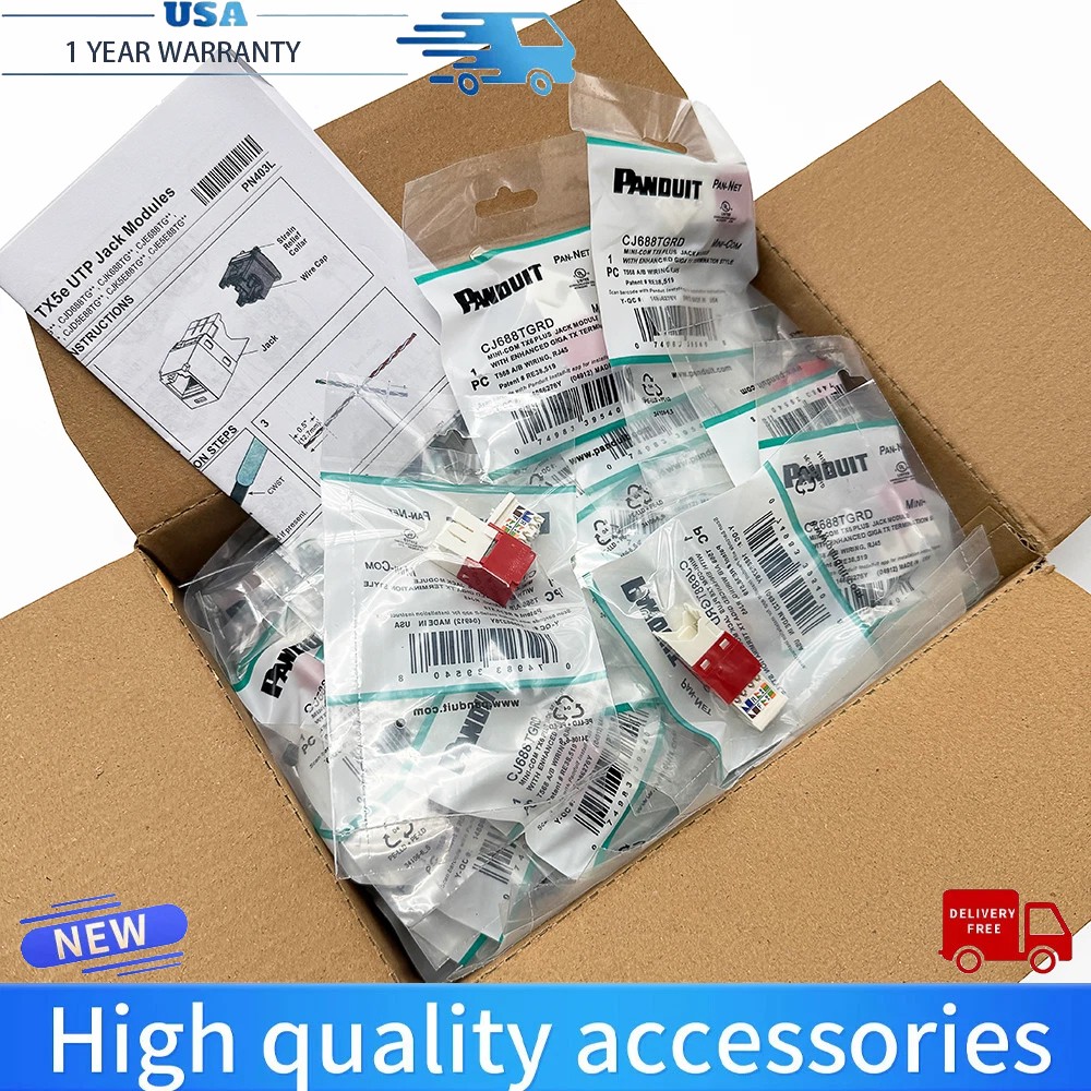 50X RED Panduit Giga TX Cat6 Network Jack CJ688TGRD US