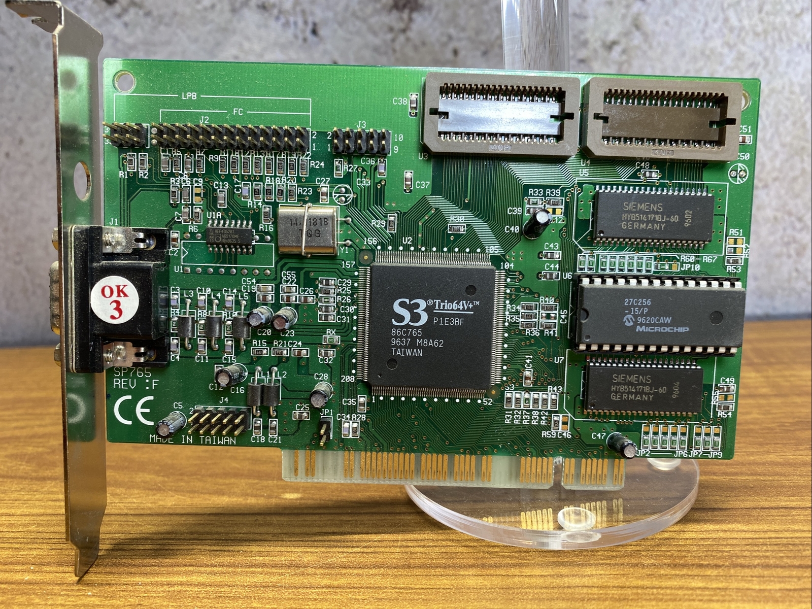 S3 Trio64V2+ P1E3BF PCI Video Card SP765 Siemens DRAM HYB514171BJ-60 #1 EL