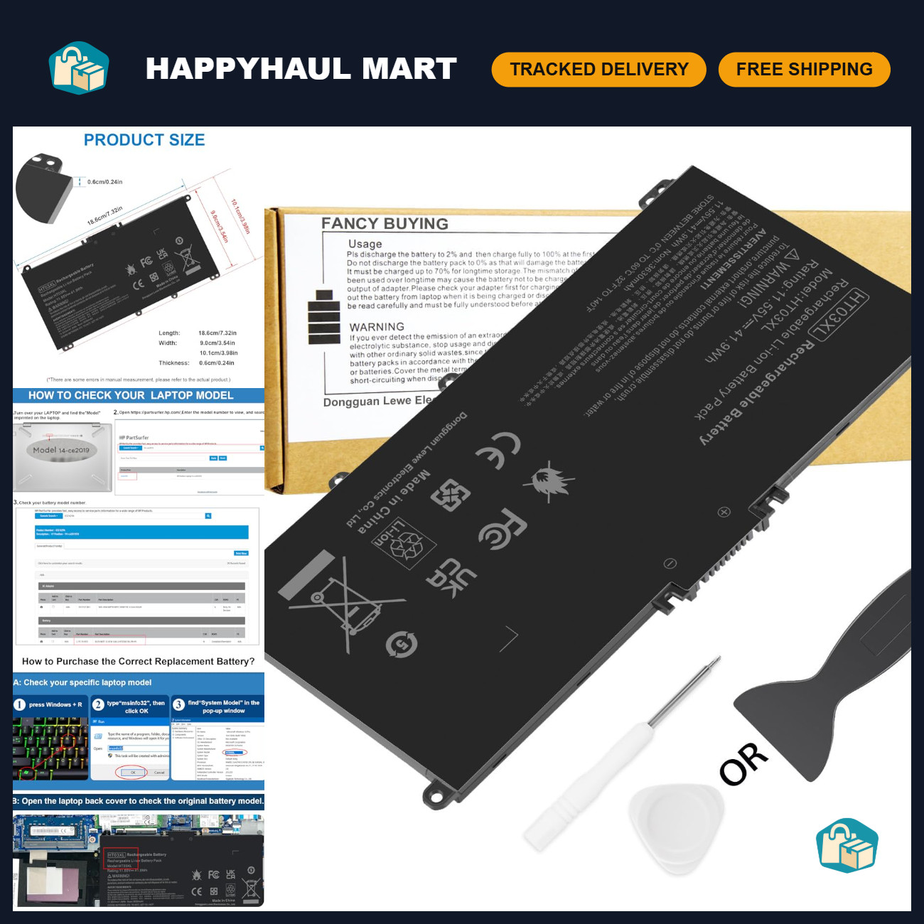 High-Capacity Laptop Battery for HP Pavilion 15-DA 15-DB 14-CE 14-CF Series