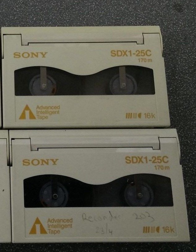 13x Sony SDX1-25C AIT-1 Tape Cartridges with plastic covers
