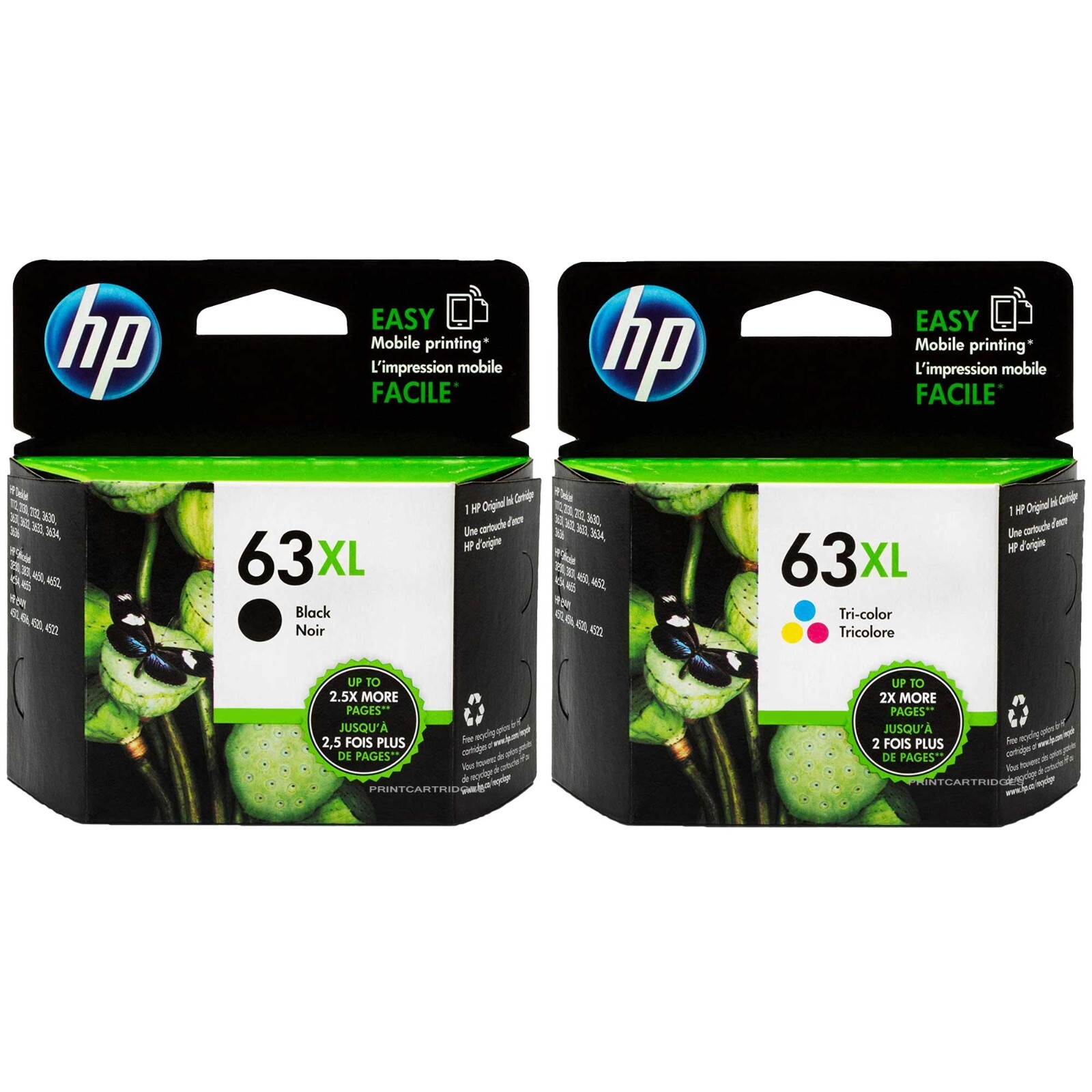 HP 63XL Combo Black and Color Genuine Ink Cartridges Set