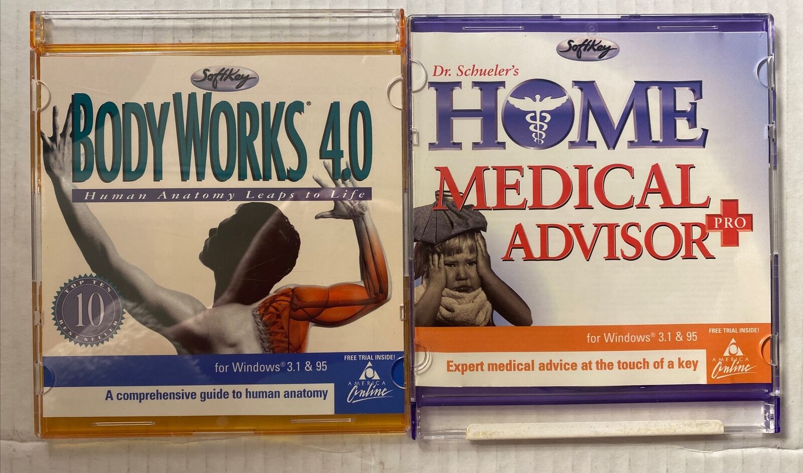 Vintage Lot Of 2 Cd ROM Disks Body Works 4.0 Home Medical Advisor Pro  Win 3.1