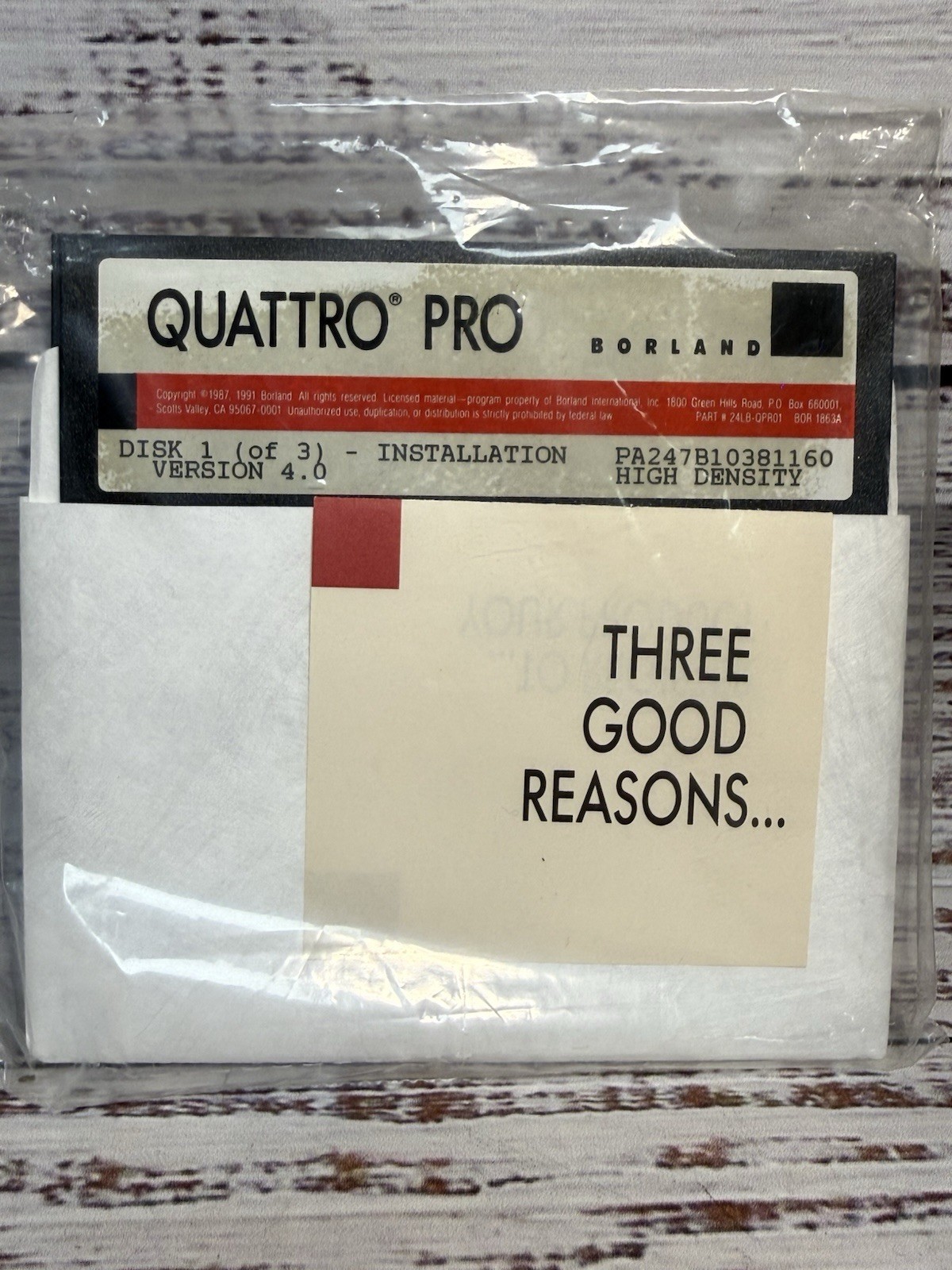 Quattro Pro Version 4.0 - Borland 5-1/4" Set of 3 Floppy Disks