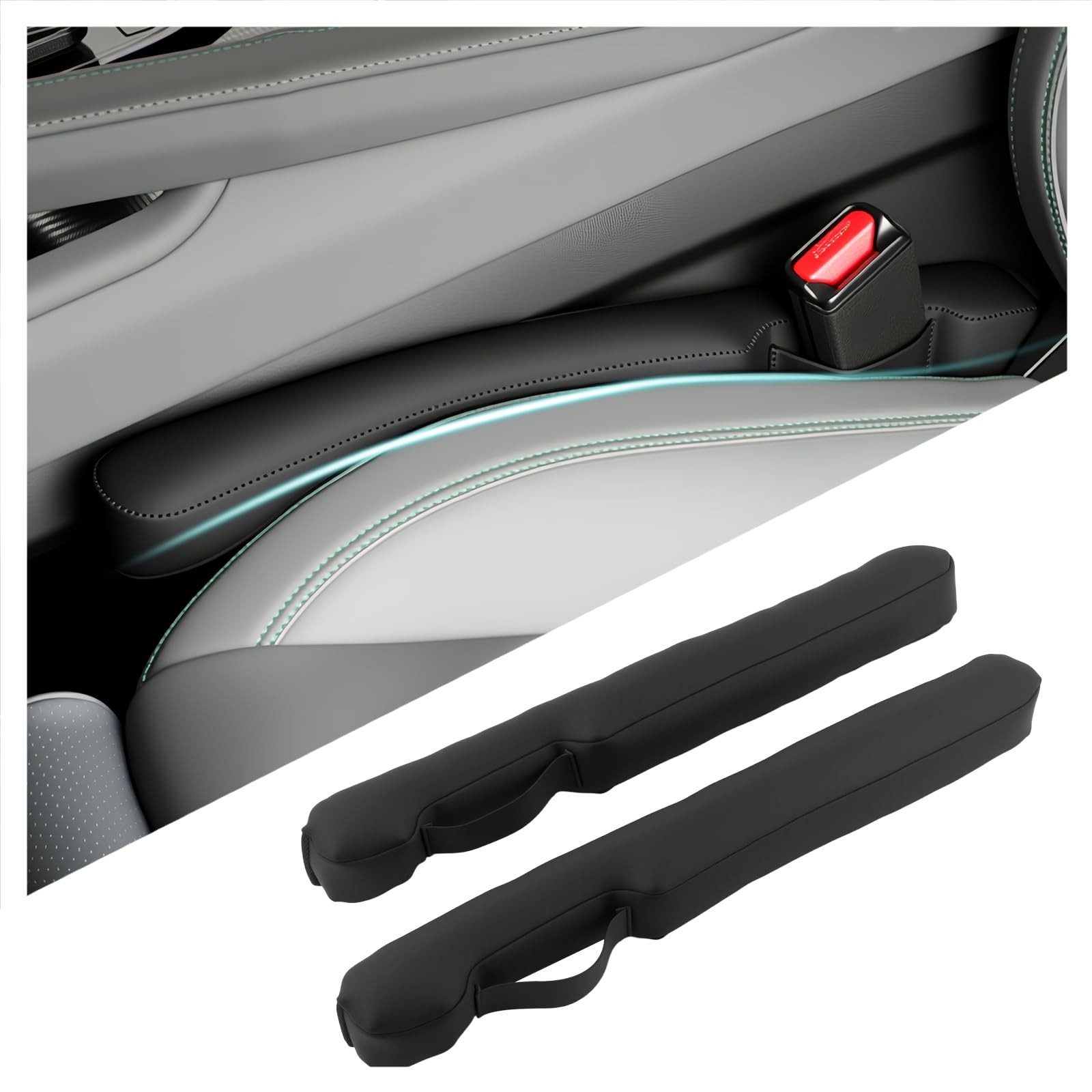 Aokdom 2026 Latest 2PCS Upgraded Car Seat Gap Filler with Fixing Ring,Elastic...
