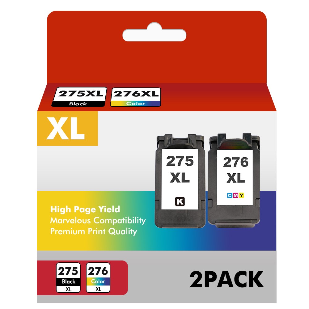 2 Pack PG-275XL CL-276XL Ink Cartridges For Canon PIXMA TR4722 TR4700 TS3722