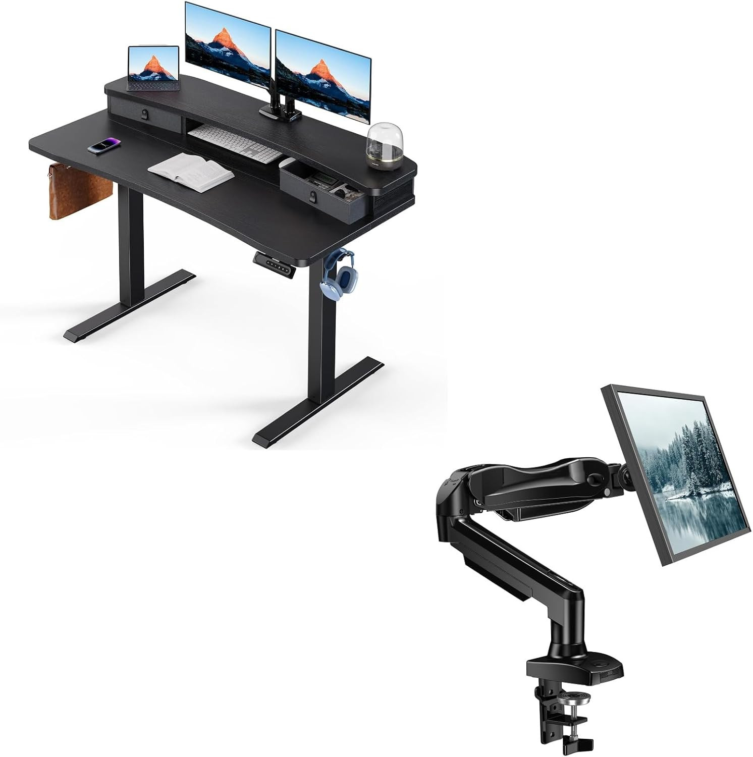 48″ X 24″ Electric Standing Desk Single Monitor Mount