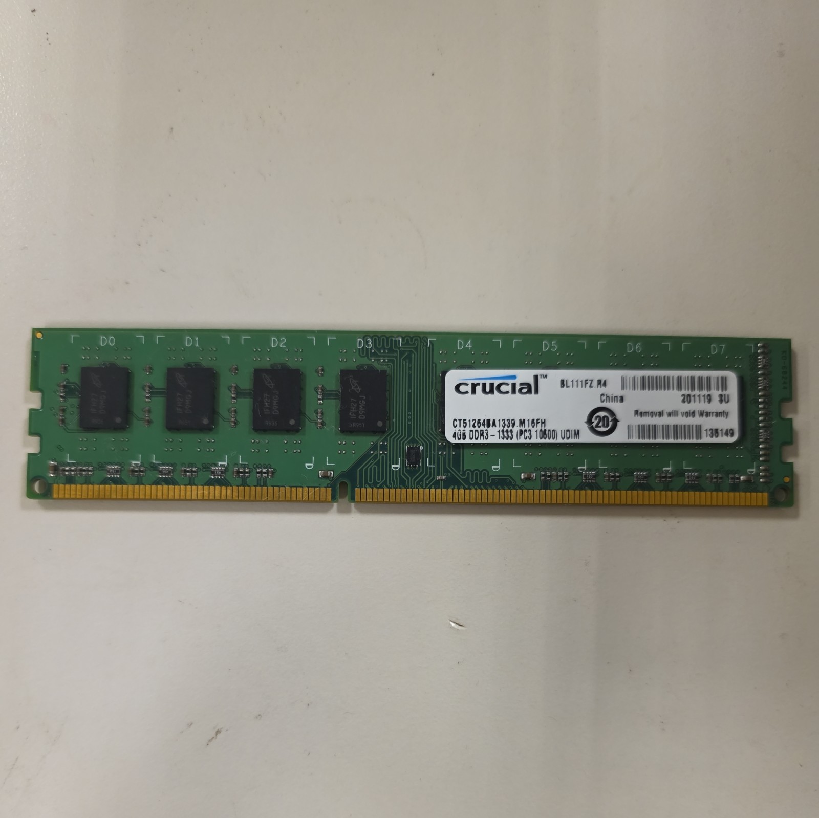 Crucial 4GB (1x4GB) DDR3 CT51264BA1339.M16FH PC3-10600 1333Mhz