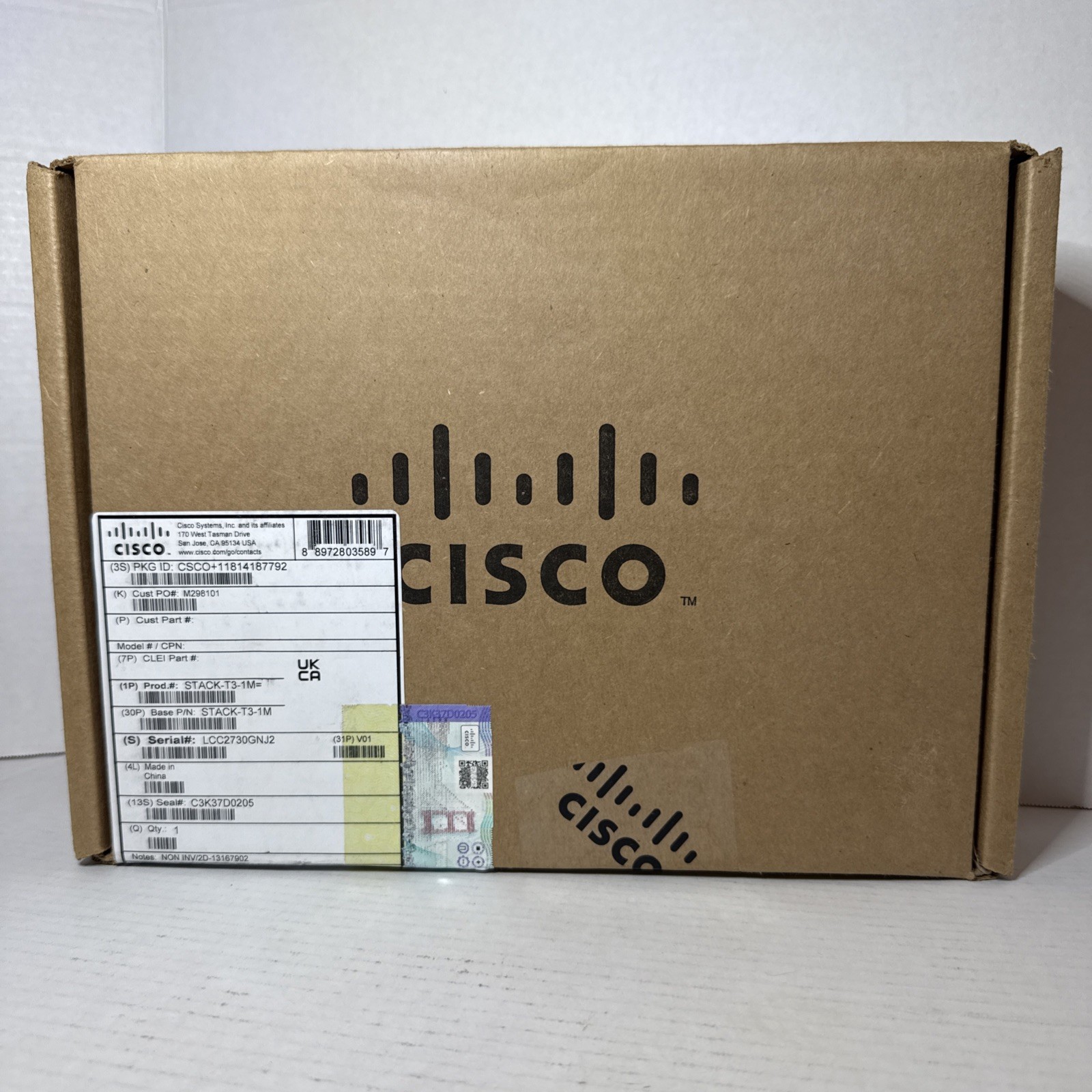 Cisco Stack-T3-1M = 1M Stackwise-1T Type 3 Stacking Cable Type 3 Cable New