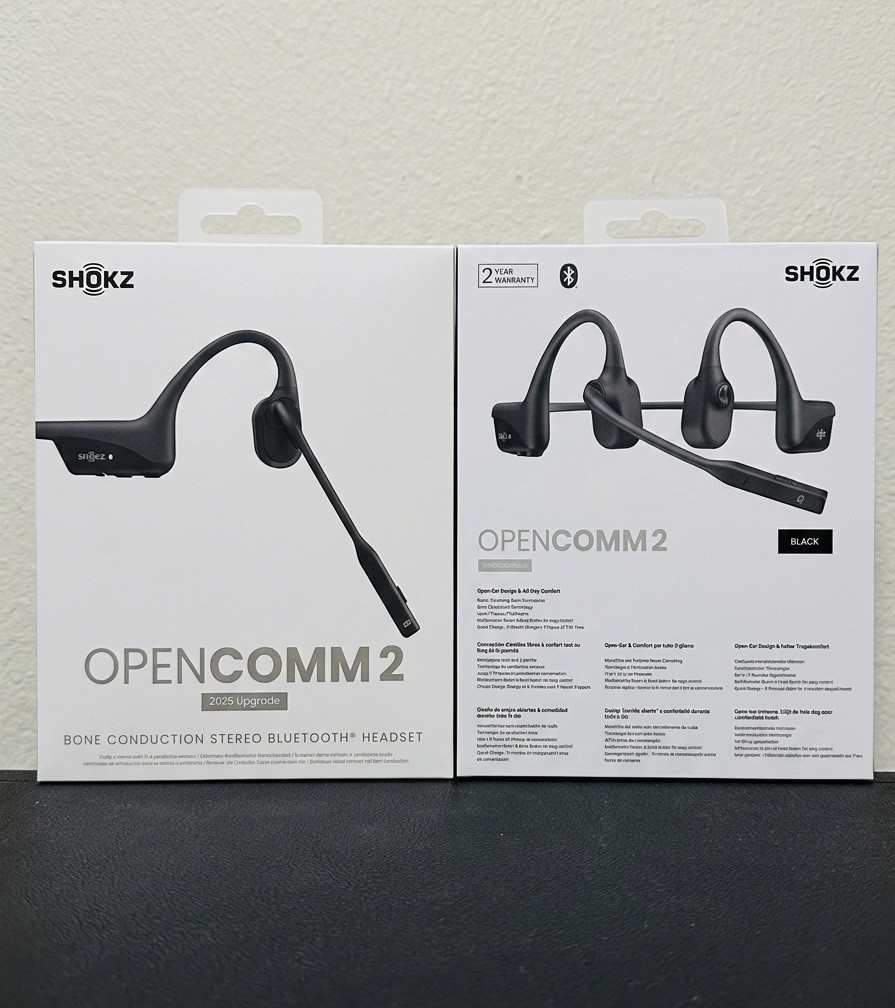 Shokz - OpenComm2 Bone Conduction Stereo Bluetooth Headset 2025 Upgrade - Black