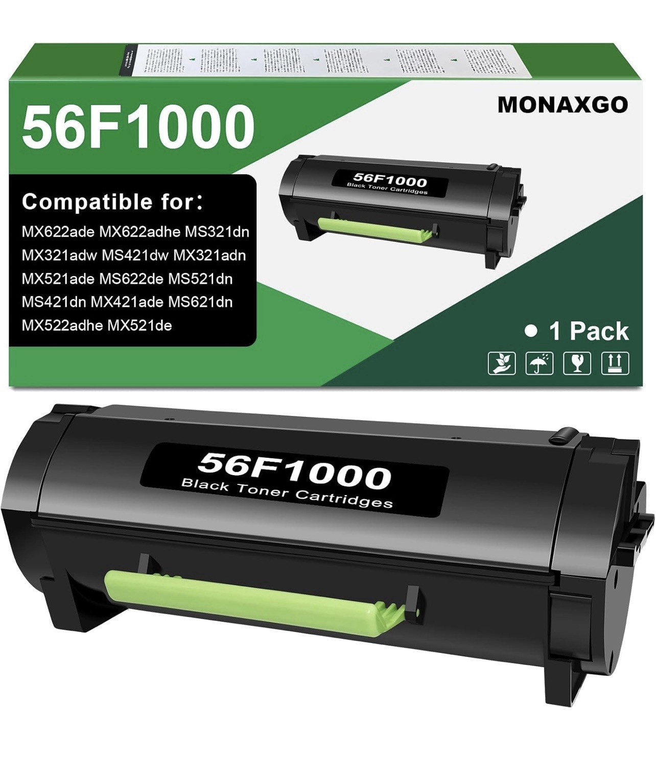 56F1000 1 Pack Black Toner Cartridge Compatible for MS321 MX321