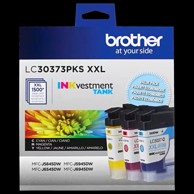 Brother INKvestment Tank LC30373PKS XXL Value Pack Ink Cyan Magenta Yellow