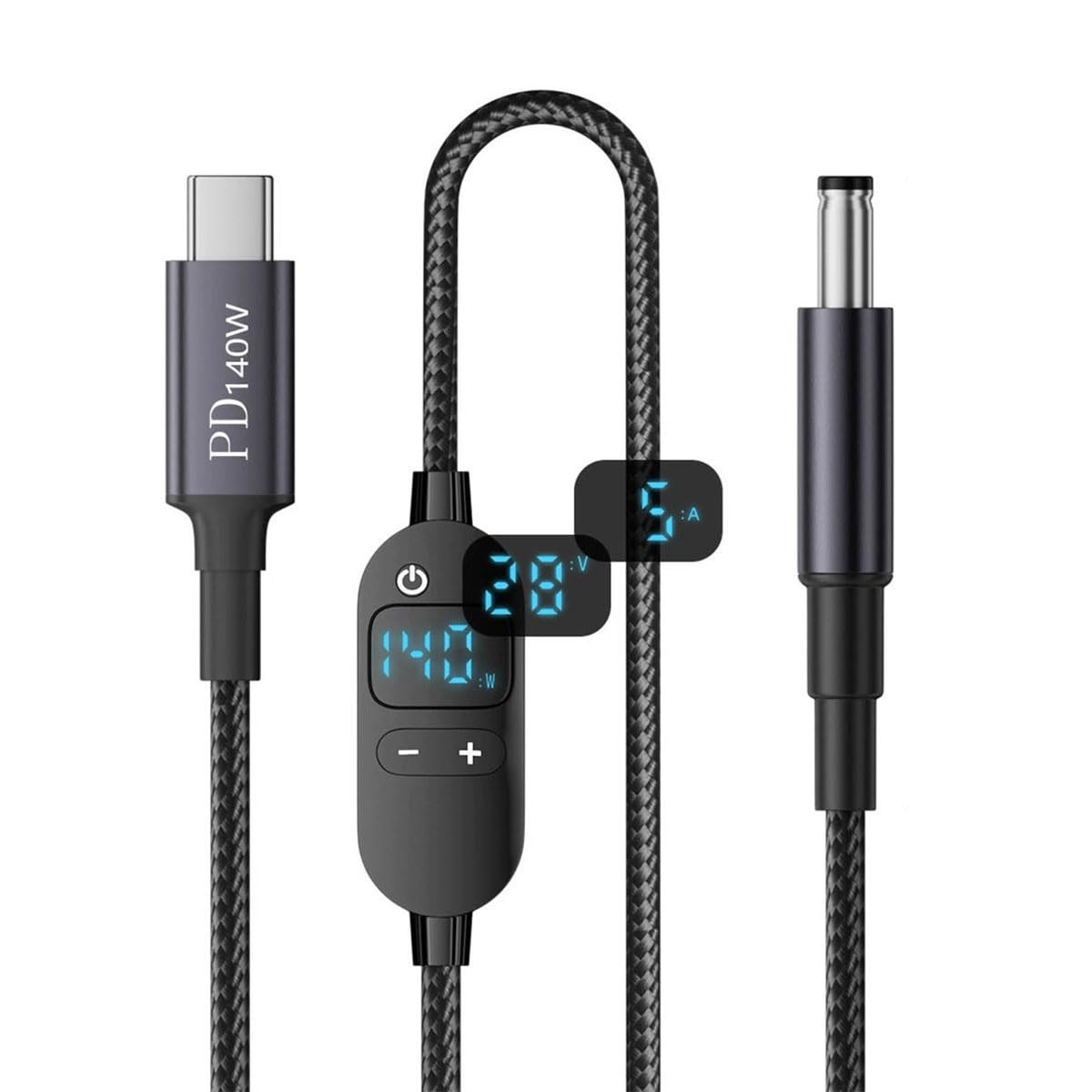 NFHK Type C USB-C Input to 20V 15V 12V 9V 5V DC 5.5 * 2.5mm Output Black